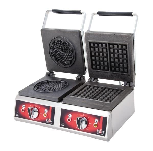 Drn Waffle Makinesi Çiftli Kare ve Yonca - Elektrikli