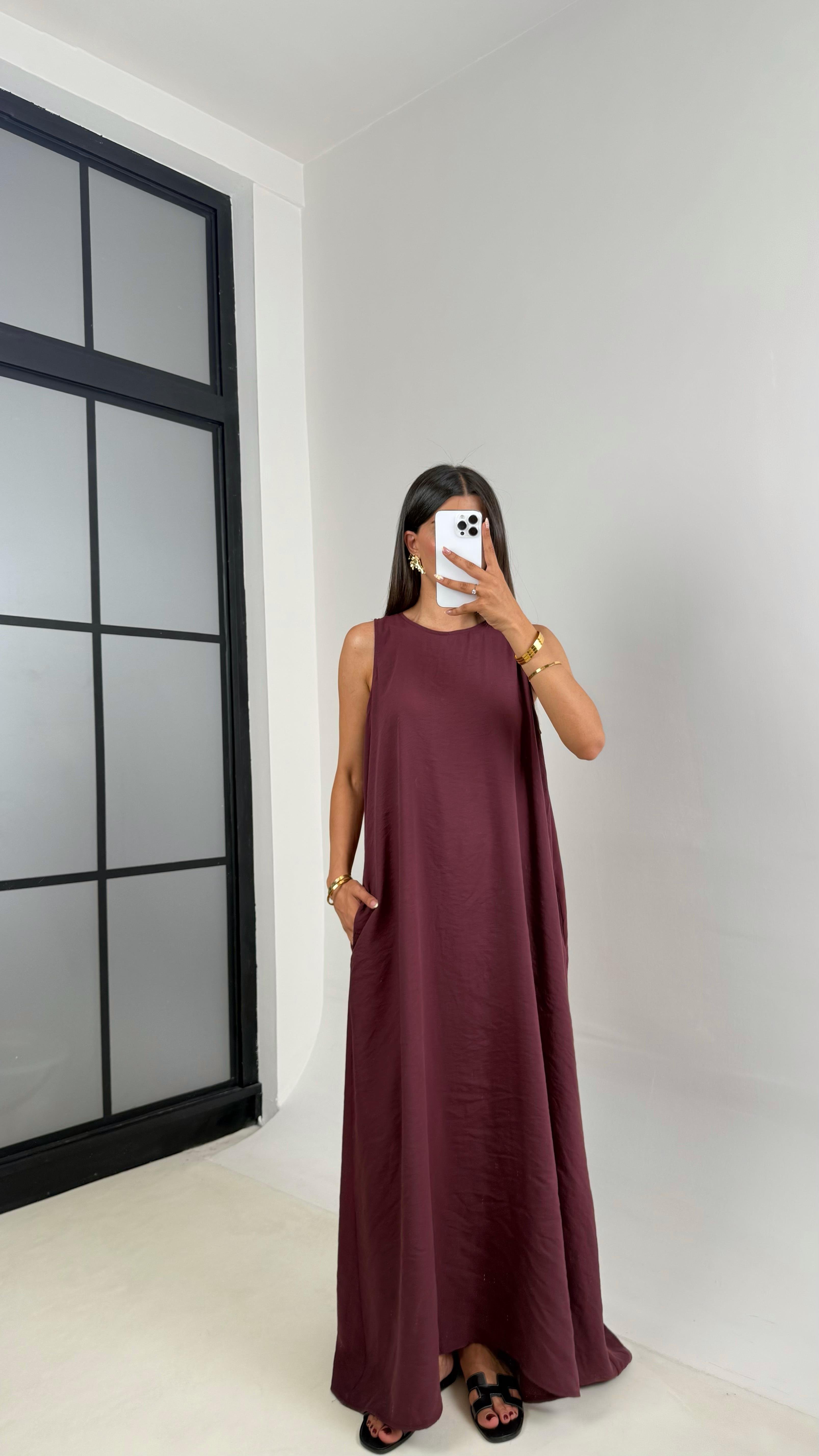 Mürdüm Cepli Premium Basic Tencel Elbise Gaus00661GausELBİSEGU1002529