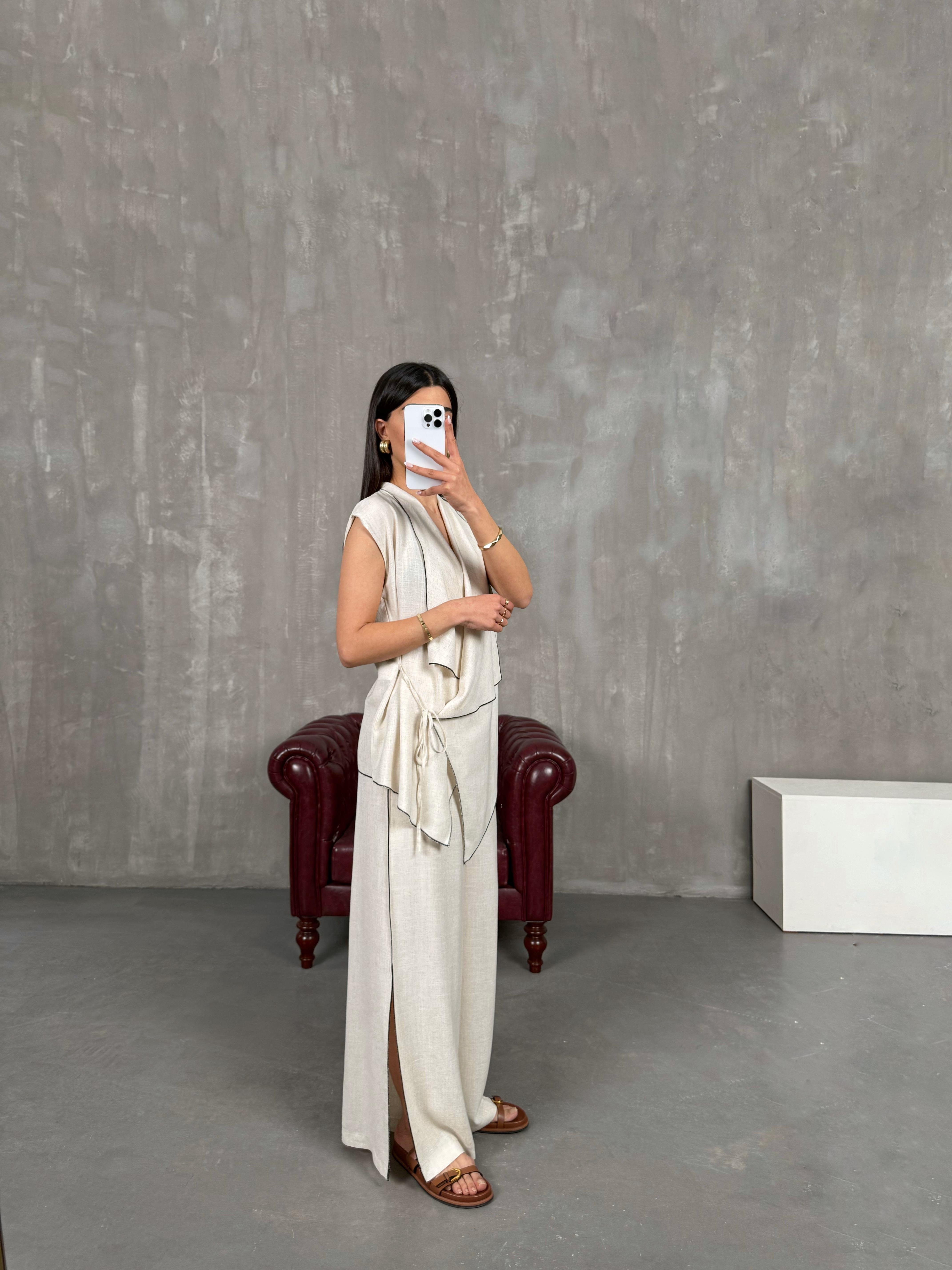 Md Muadil Taş Premium Bağlama Detaylı Yırtmaçlı Takım Gaus00270GausTAKIMGU1001623