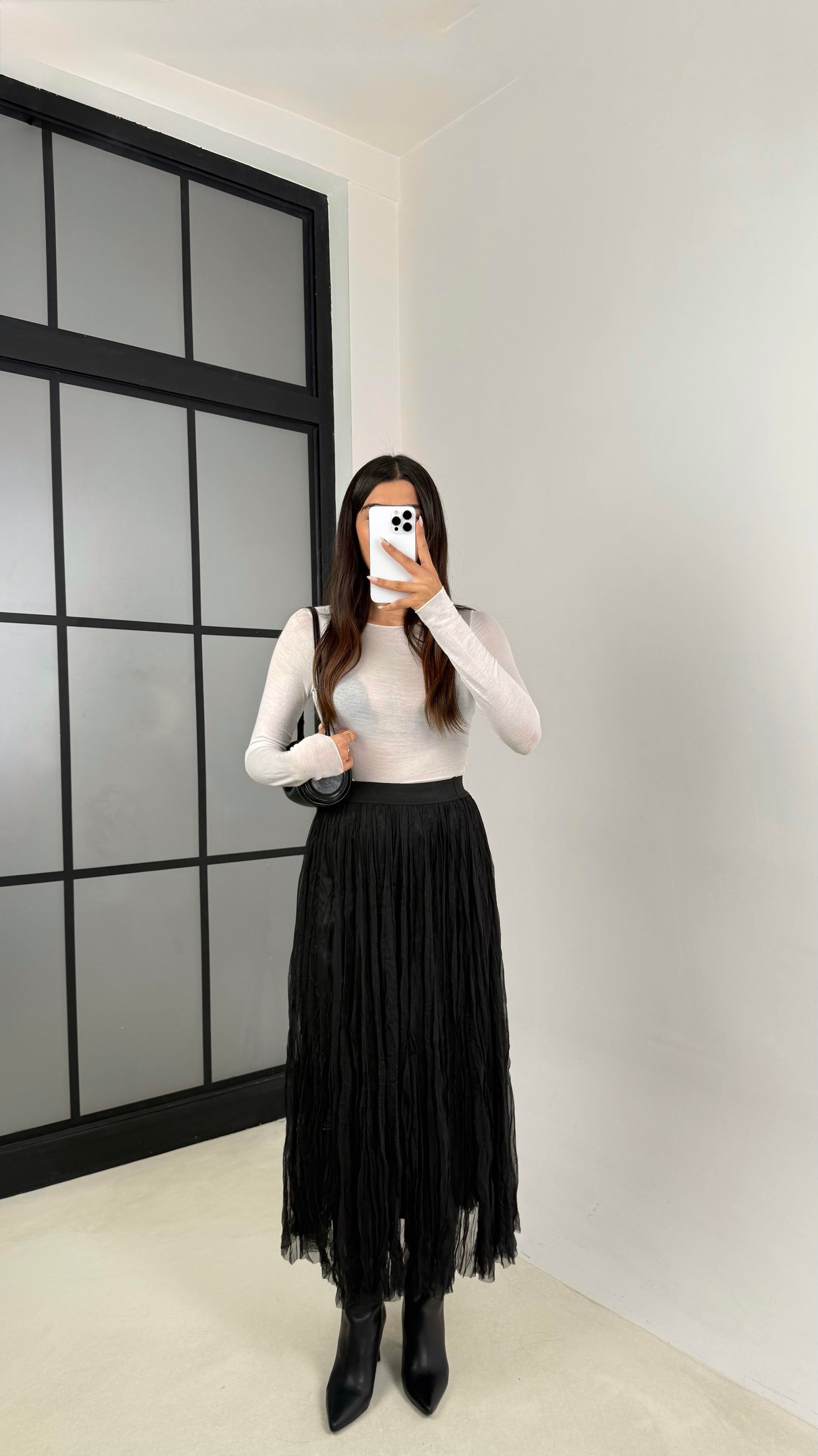 Siyah Beli Lastikli Astarlı Tül Etek GAUS-0099GAUSETEKGAUS-0099