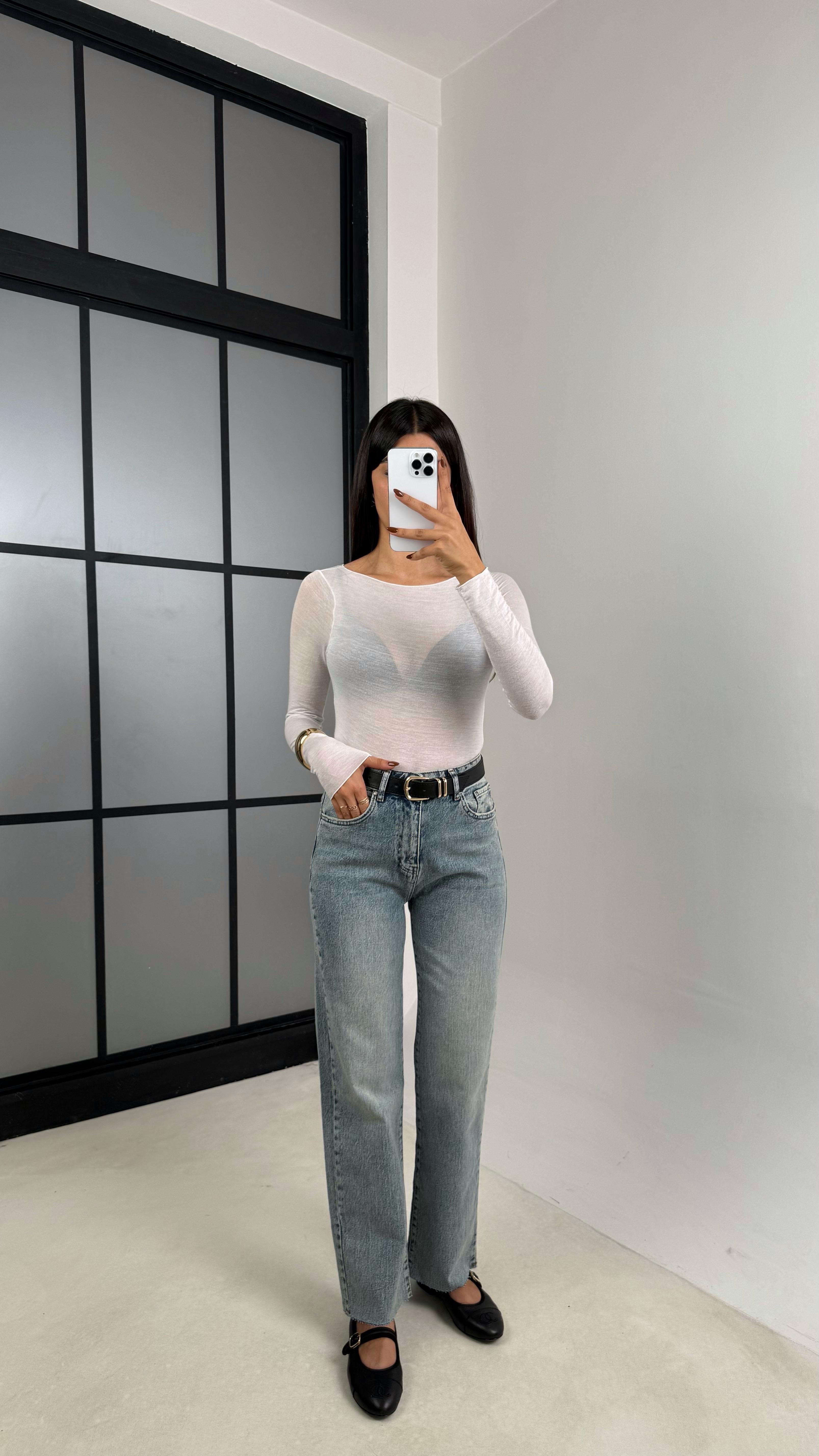 Mavi Kesik Paça Kemerli Jean GAUS-00149GAUSDenim PantsGAUS-00149