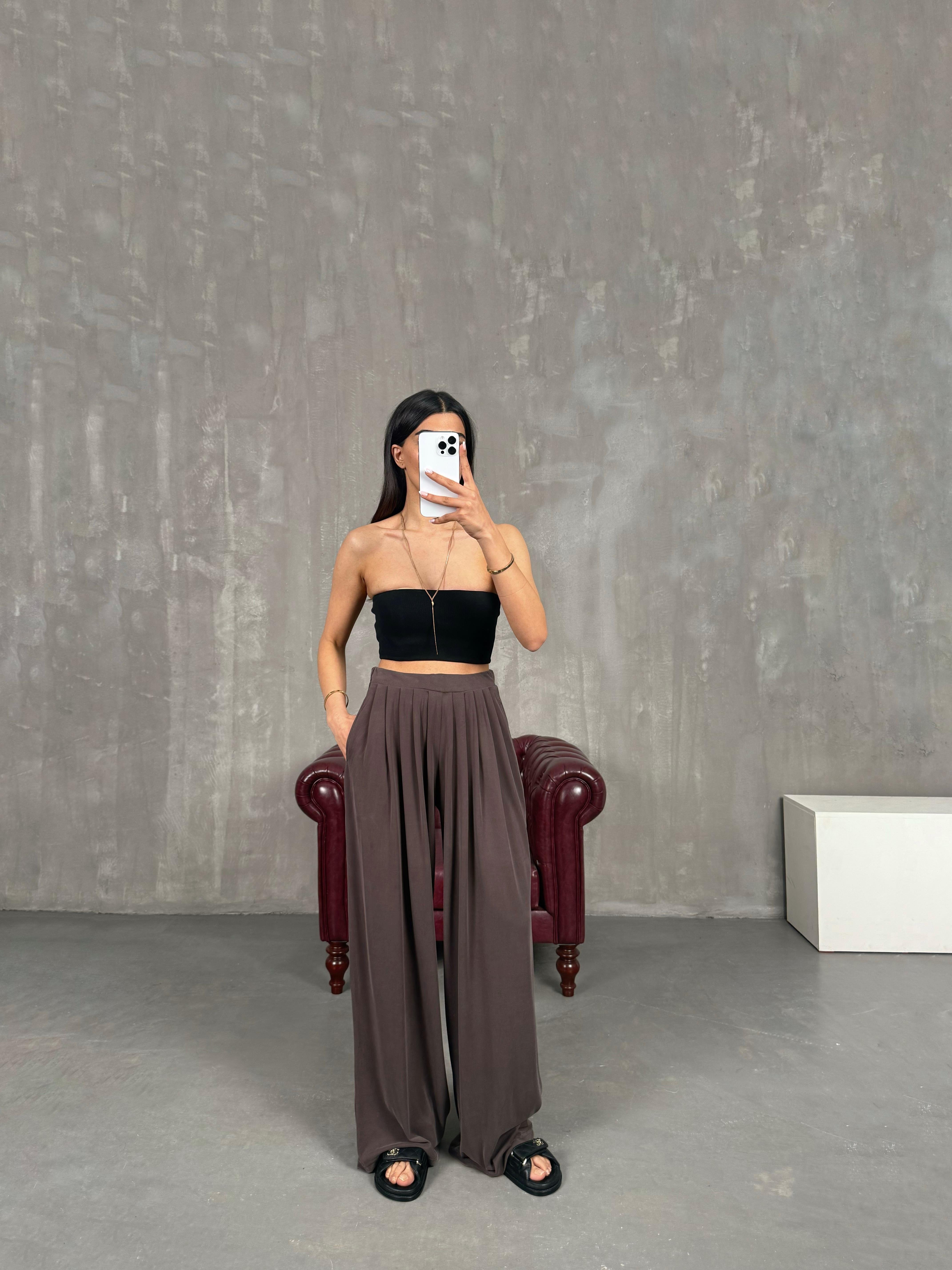 Kahve Premium Modal Kumaş Oys Pantolon Gaus00269 GausPANTOLONGU1001621