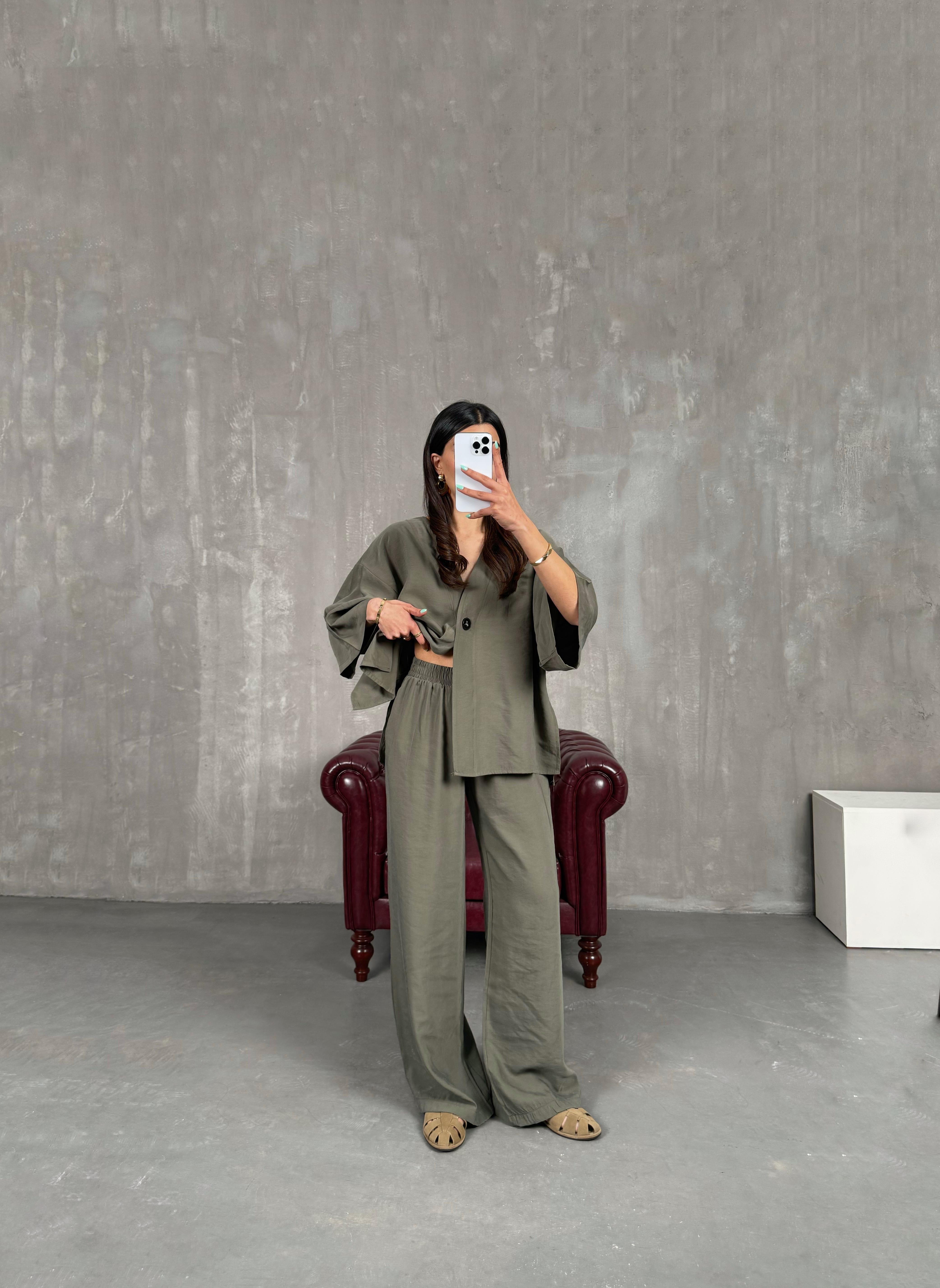 Haki Beli Lastikli Yelekli Tensel Takım Gaus00247GausTAKIMGU1001573