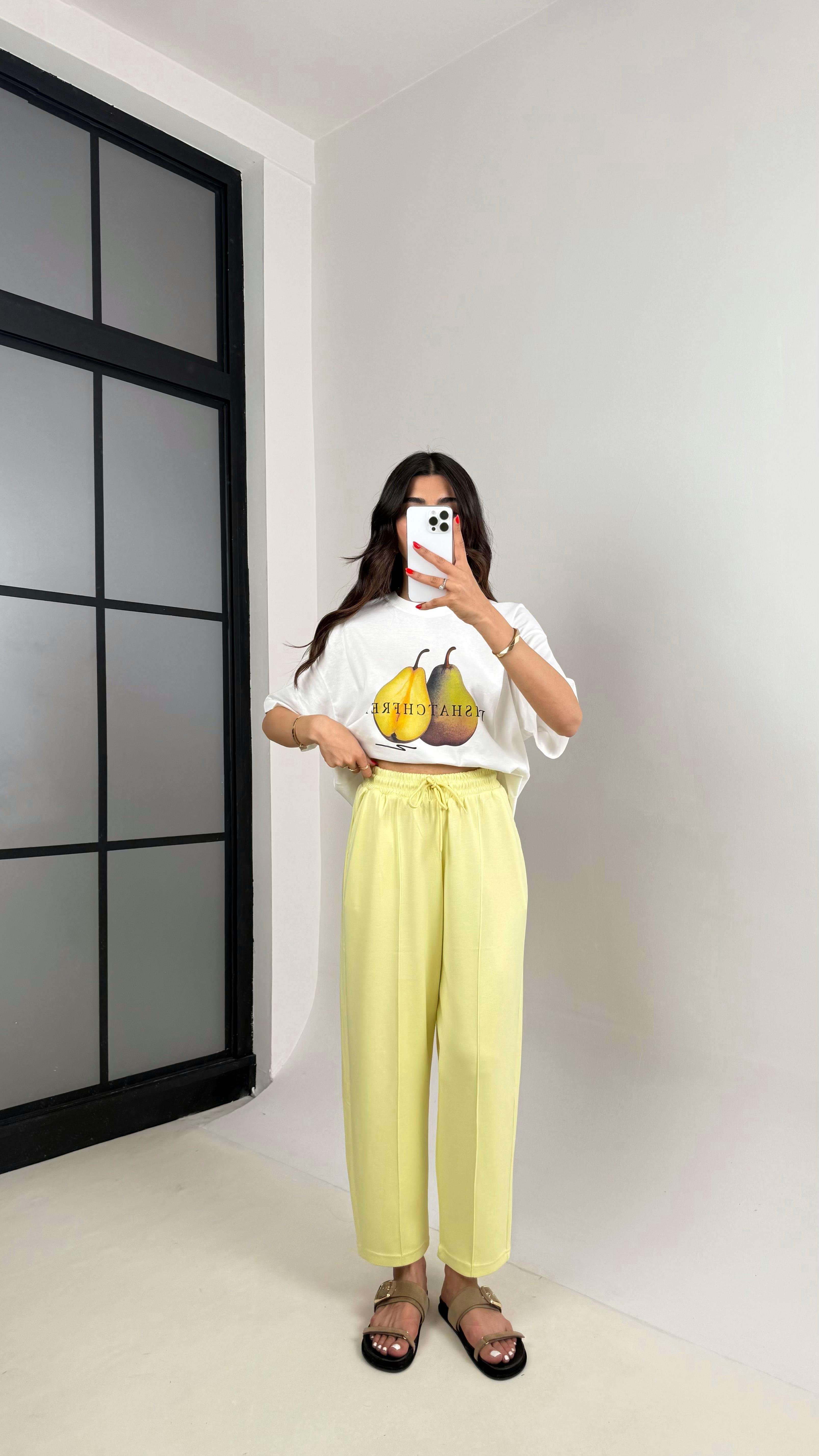 Sofya Sarı Oysh Muadil Modal Kumaş Balon PantolonGausPANTOLONGU1002085