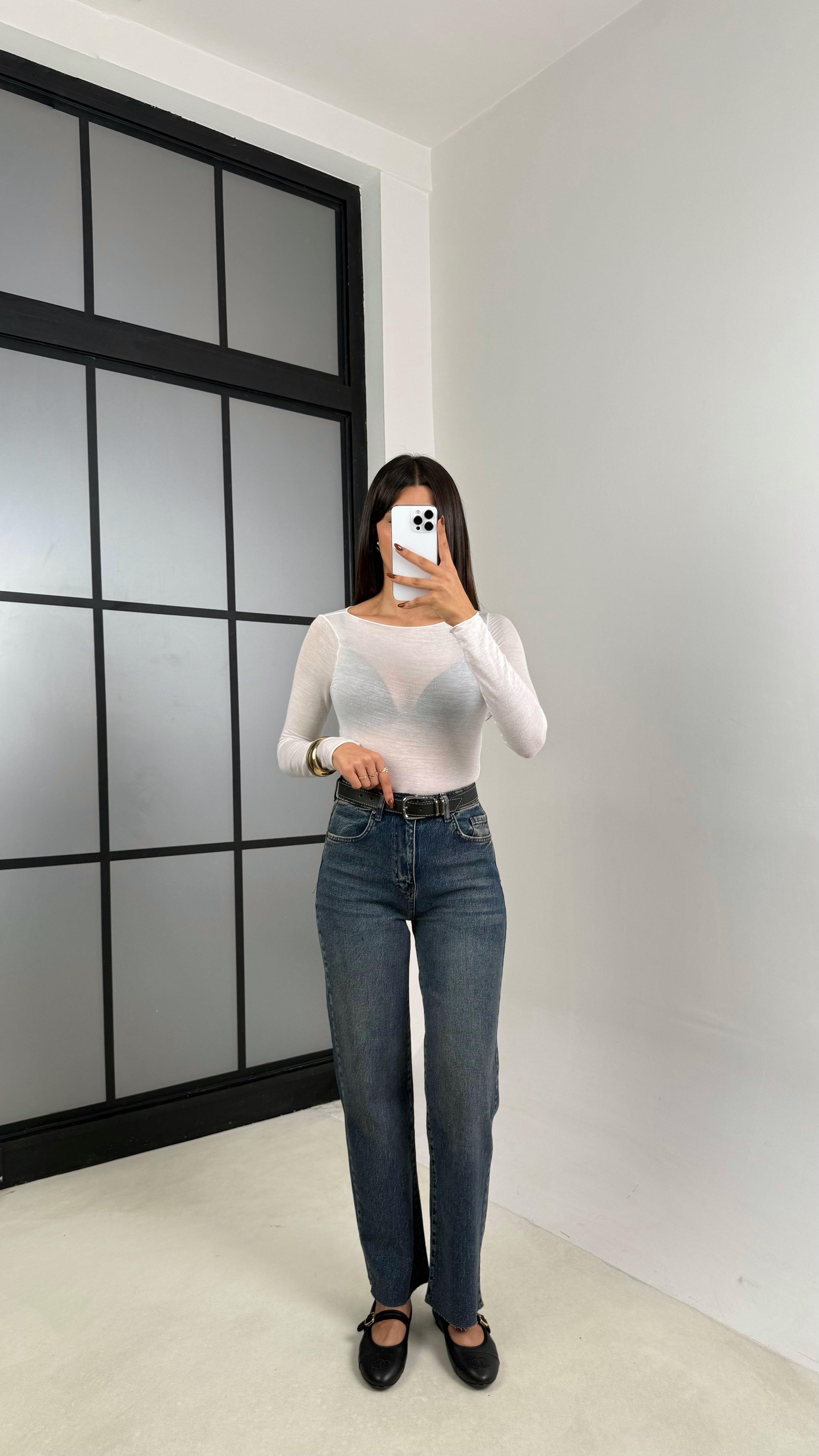 Lacivert Kesik Paça Kemerli Jean GAUS-00149GAUSDENİM PANTOLONGAUS-00149