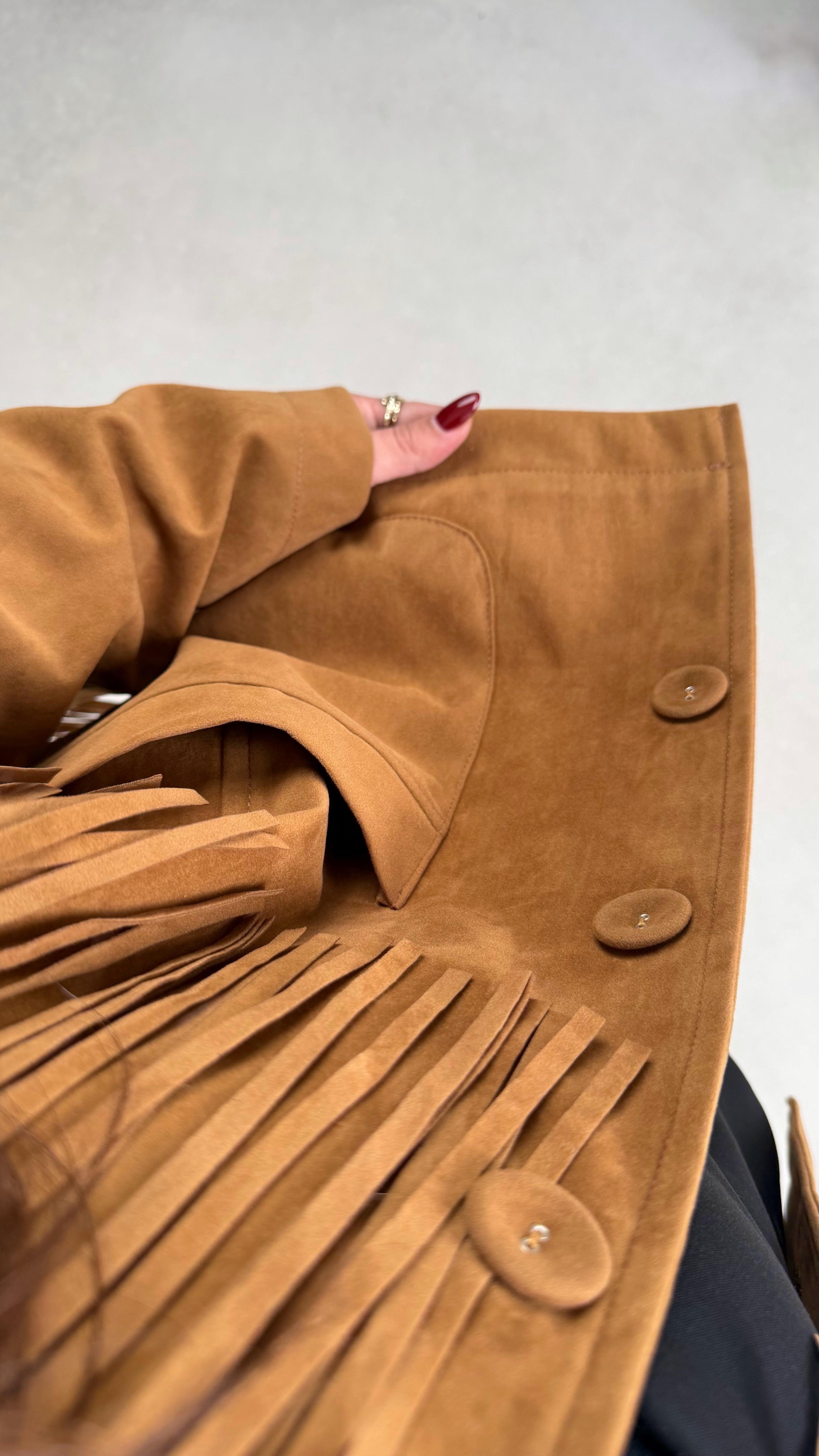 Camel Püskül Detaylı Astarlı Süet Ceket GAUS-00682GAUS السترات  GAUS-00682