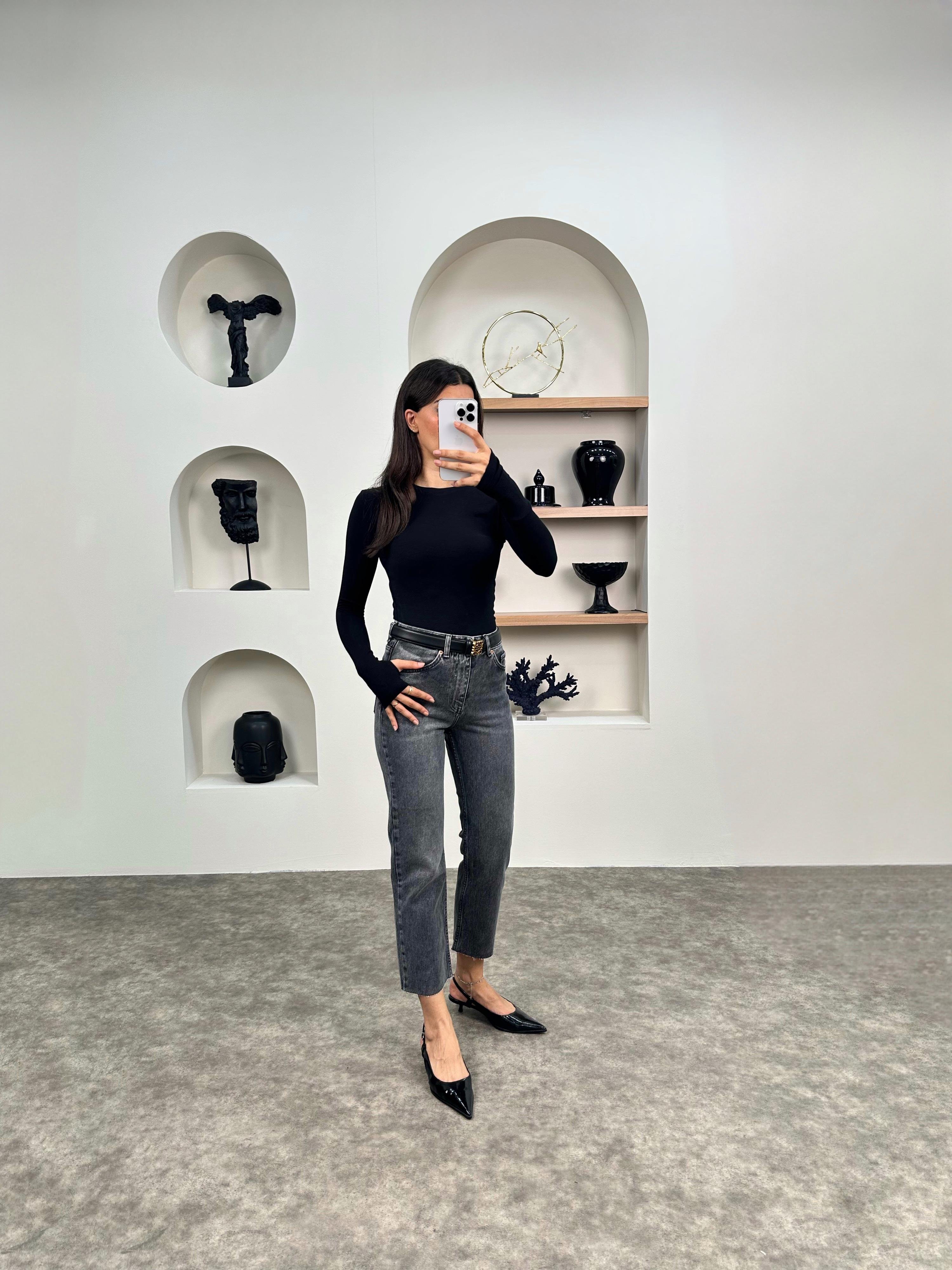 Boon ZR Model Füme Kesik Paça JeanGausDENİM PANTOLONGU008973