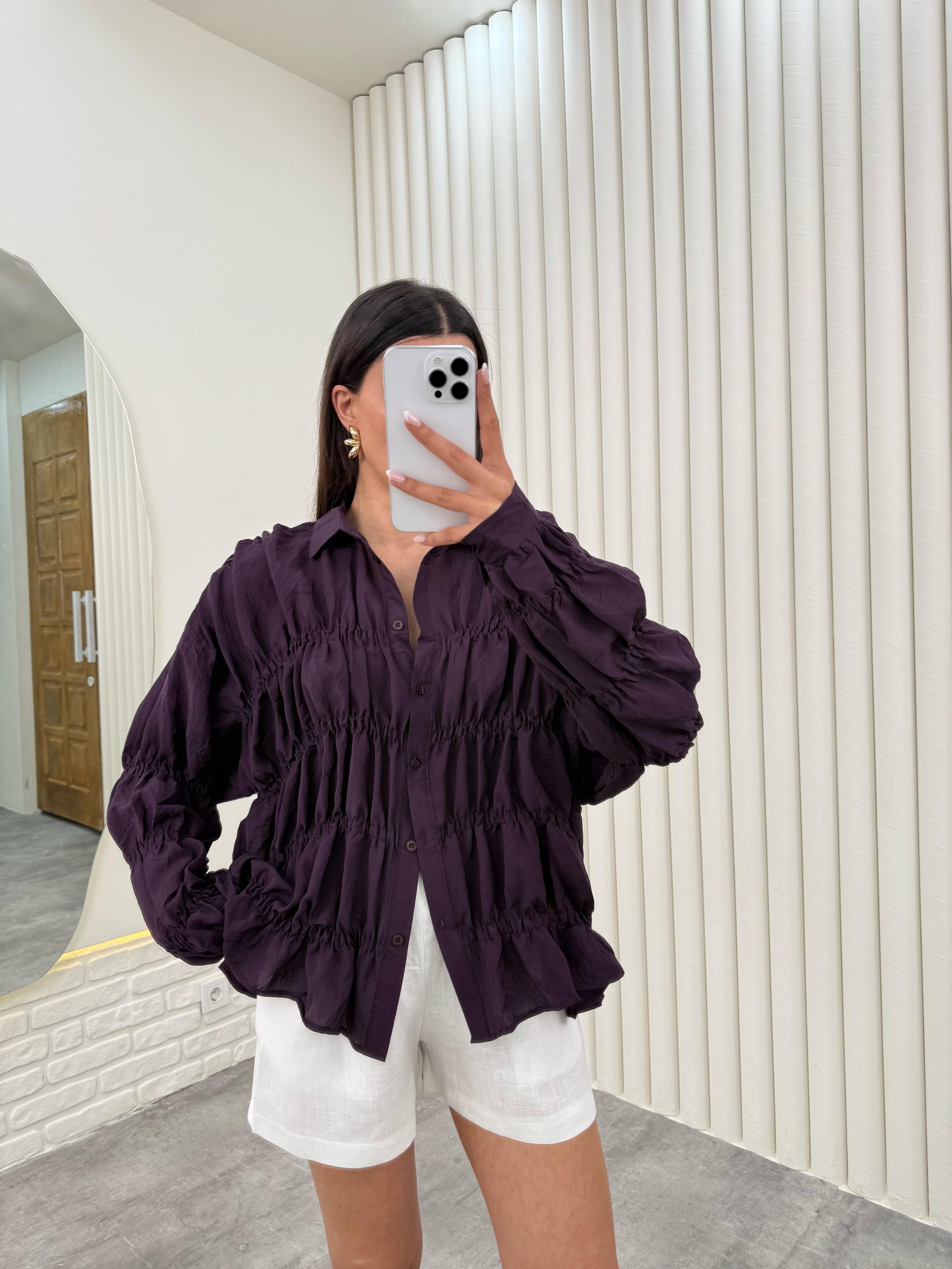 Mürdüm Gipeli Tasarım Tensel Gömlek Gaus00280GausGÖMLEKGU1001651