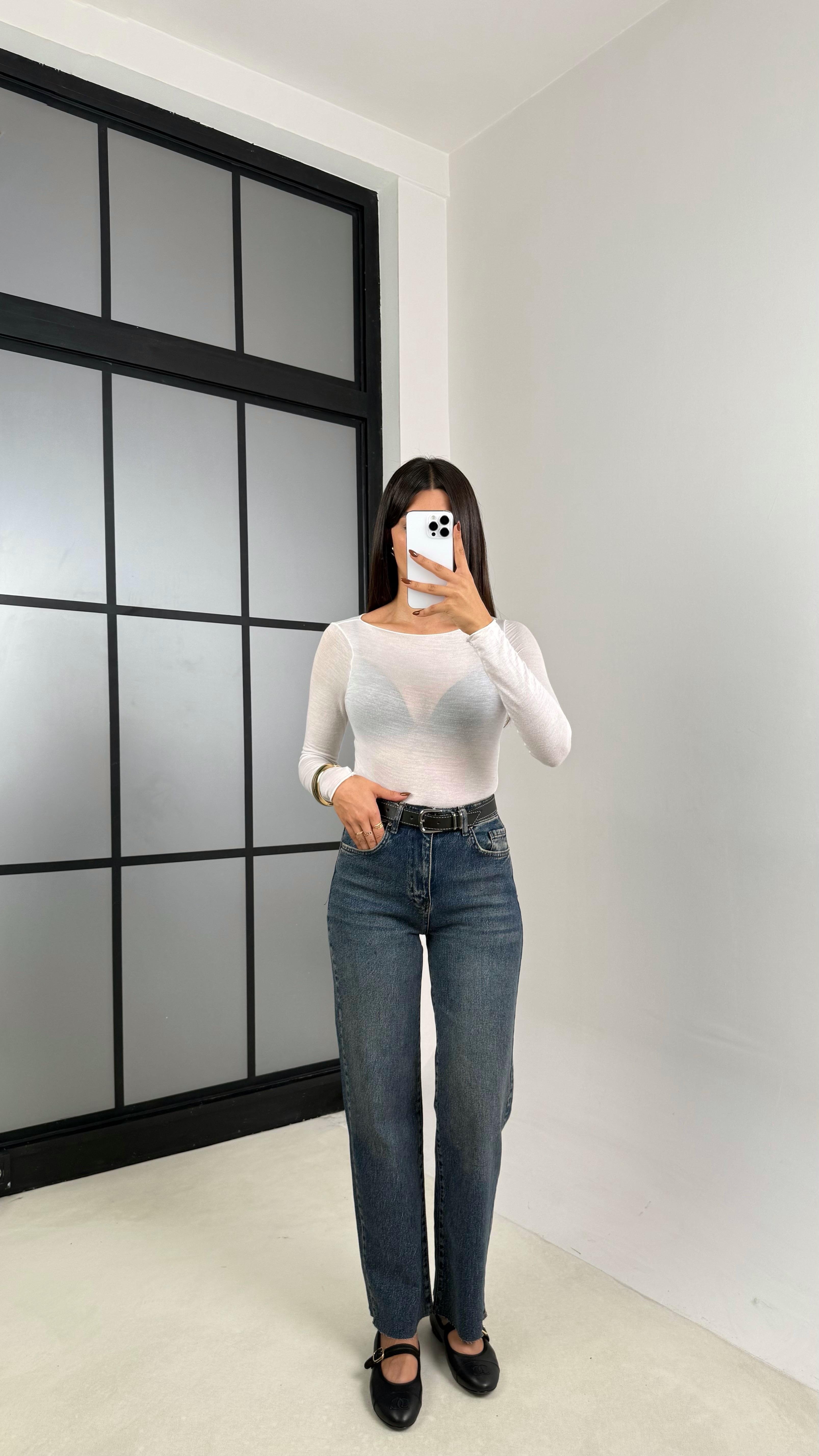 Lacivert Kesik Paça Kemerli Jean GAUS-00149GAUSDENİM PANTOLONGAUS-00149