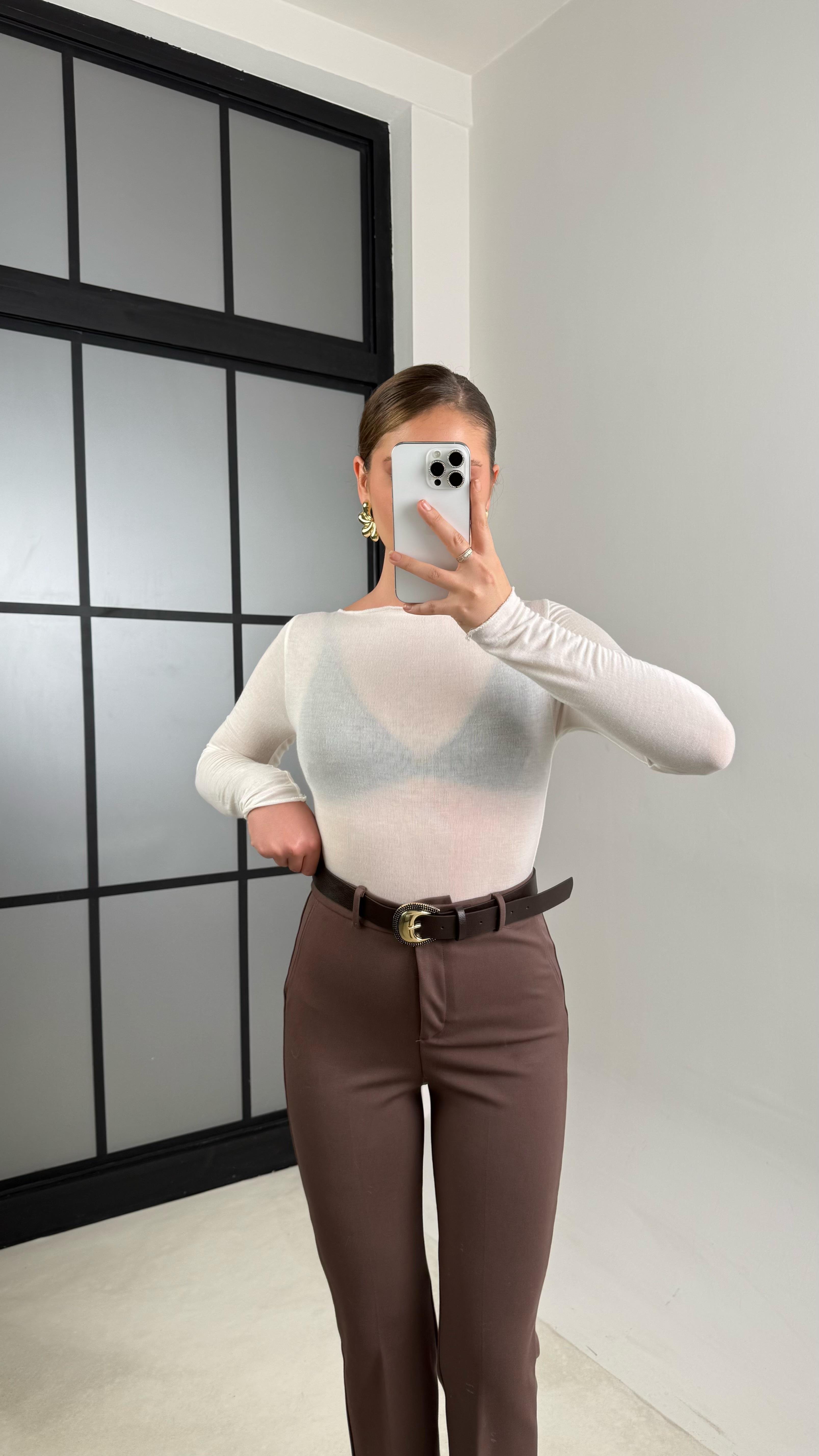 Kahve Kemerli Çelik Pantolon GAUS-00706GAUSPANTOLONGAUS-00706