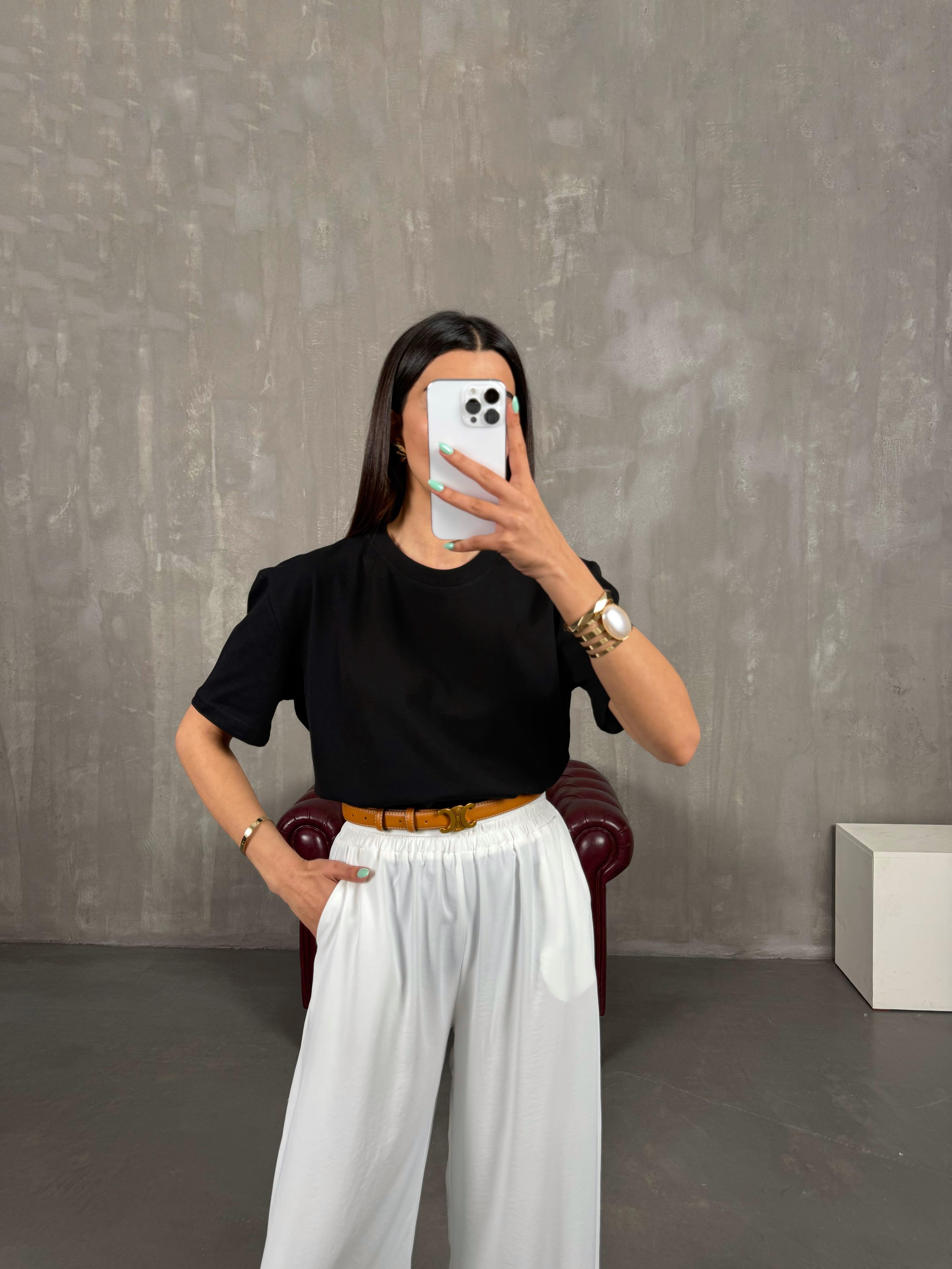 Siyah Bisiklet Yaka Tshirt Gaus00250GausTSHIRTGU1001581