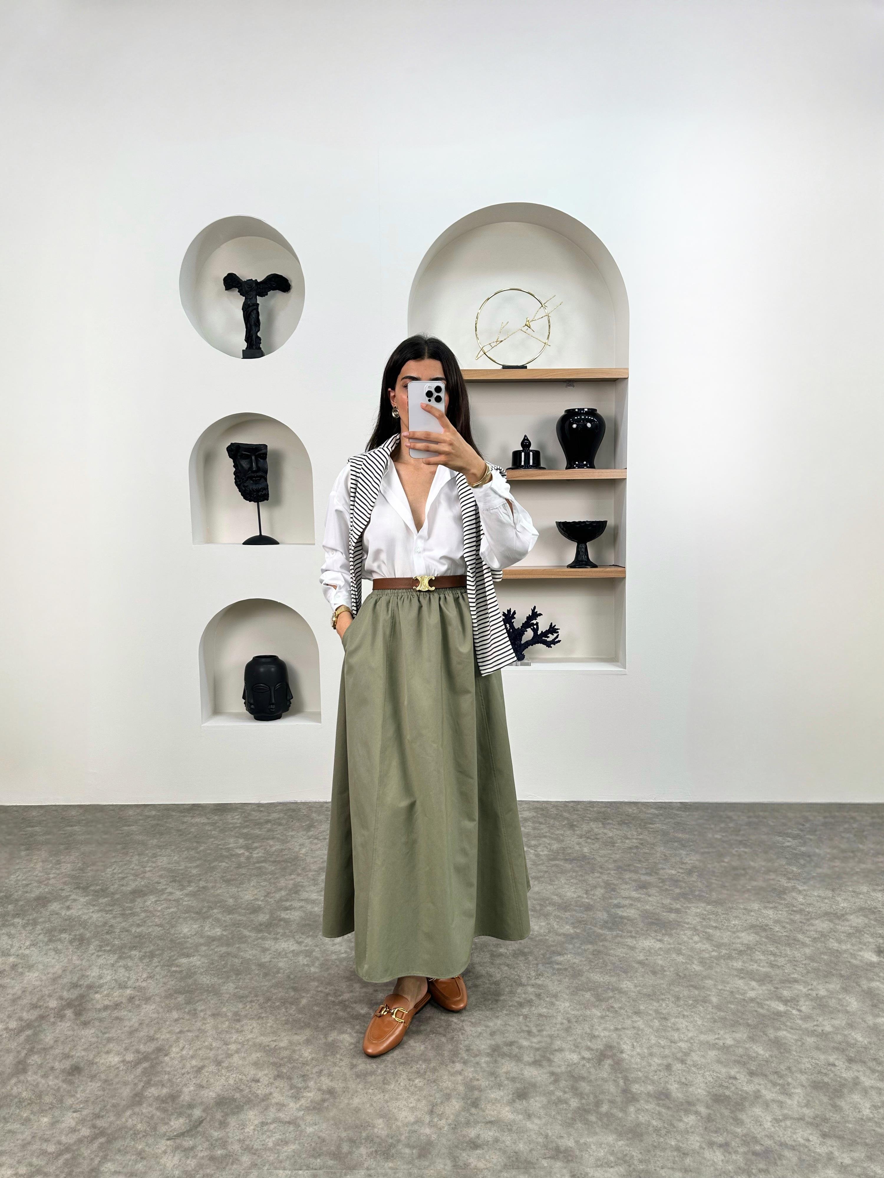 Gosa Haki Beli Lastikli Gabardin Kumaş EtekGausETEKGU008957