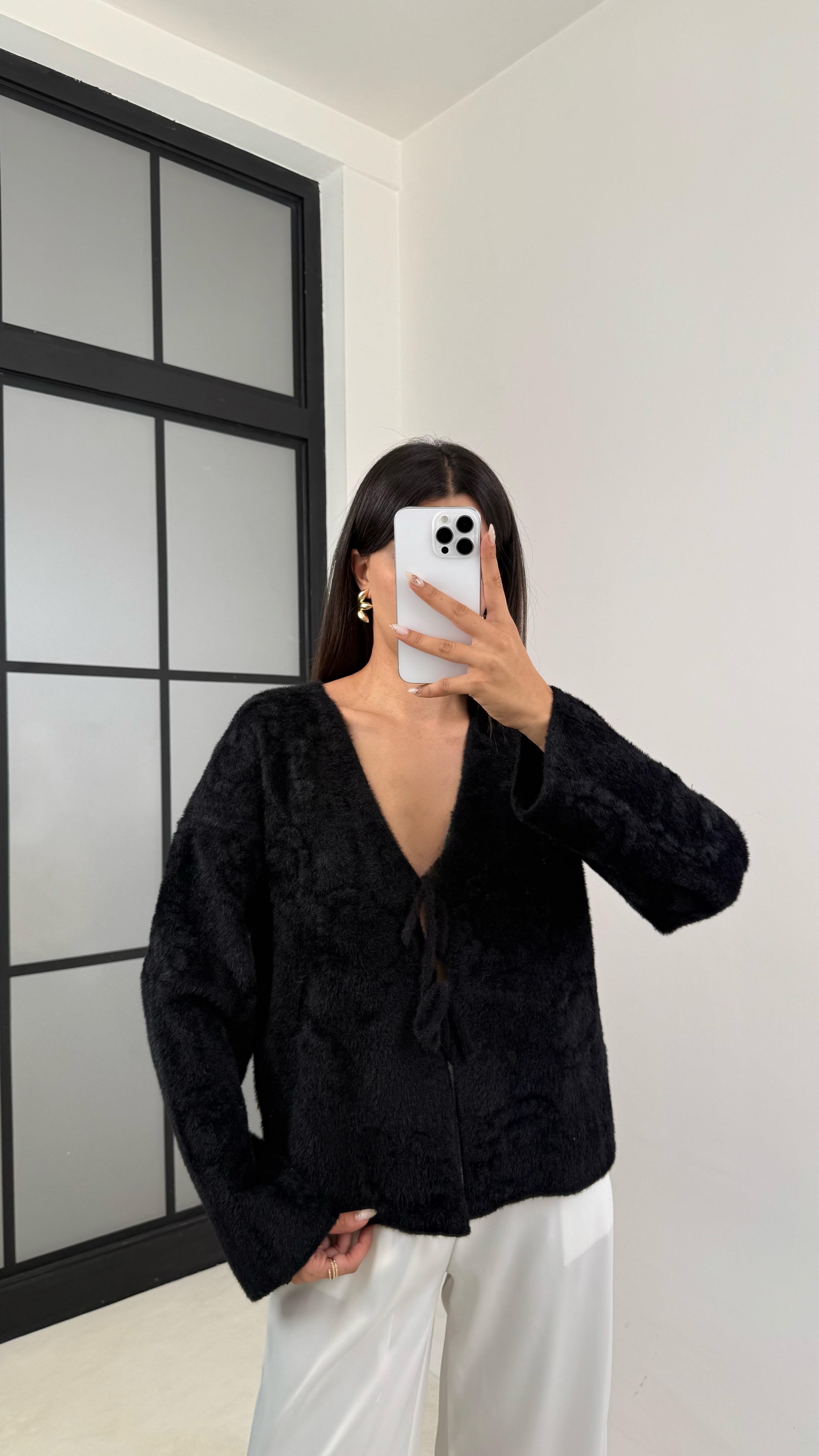 Siyah Önü Bağlamalı Premium Sakallı Hırka GAUS-0092GAUS الكارديغان  GAUS-0092