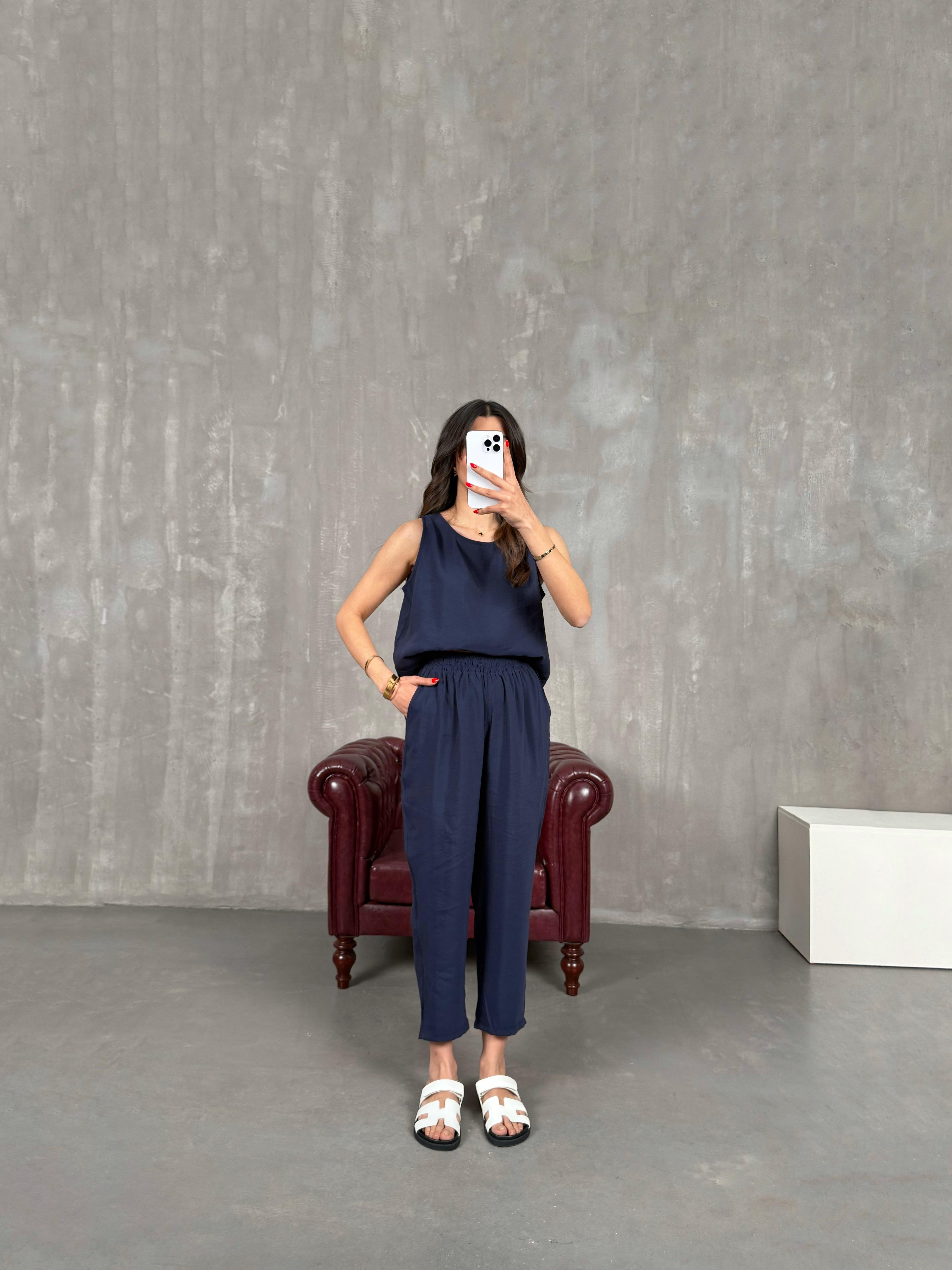 Lacivert Sıfır Kol Tensel Takım Gaus00165GausTAKIMGU1001382