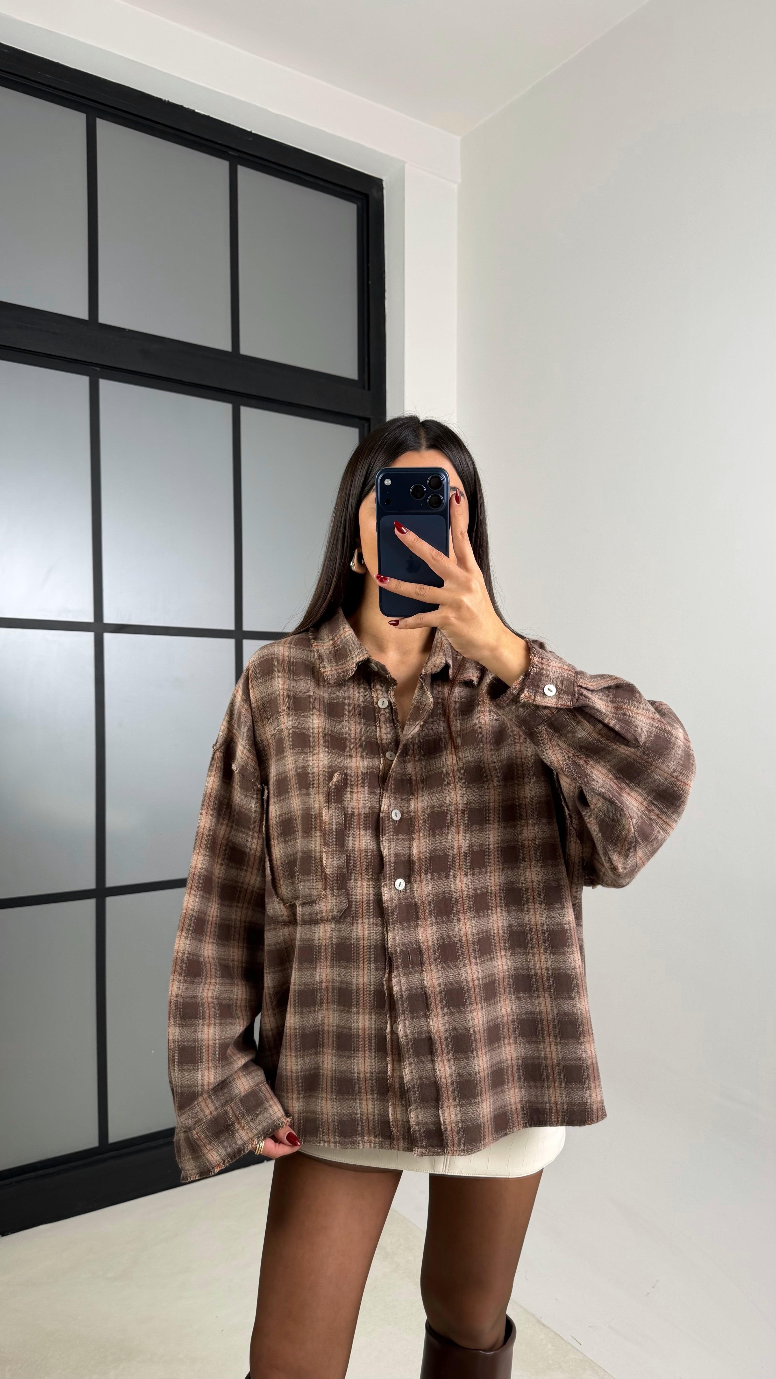 Kahve Ekoseli Oduncu Gömlek GAUS-00617GAUS القمصان GAUS-00617