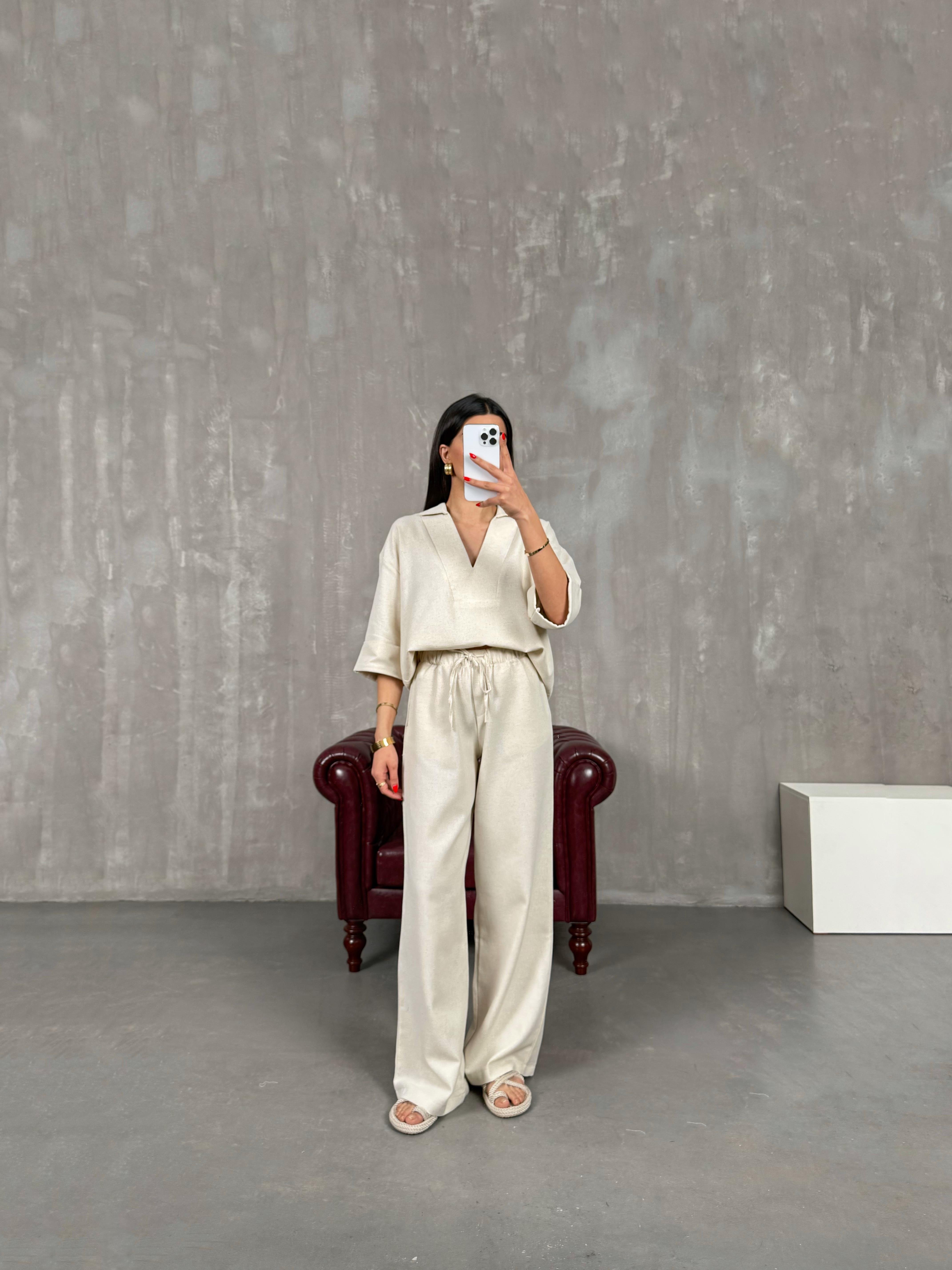 Taş V Yaka Keten Takım Gaus00159GausTAKIMGU1001367