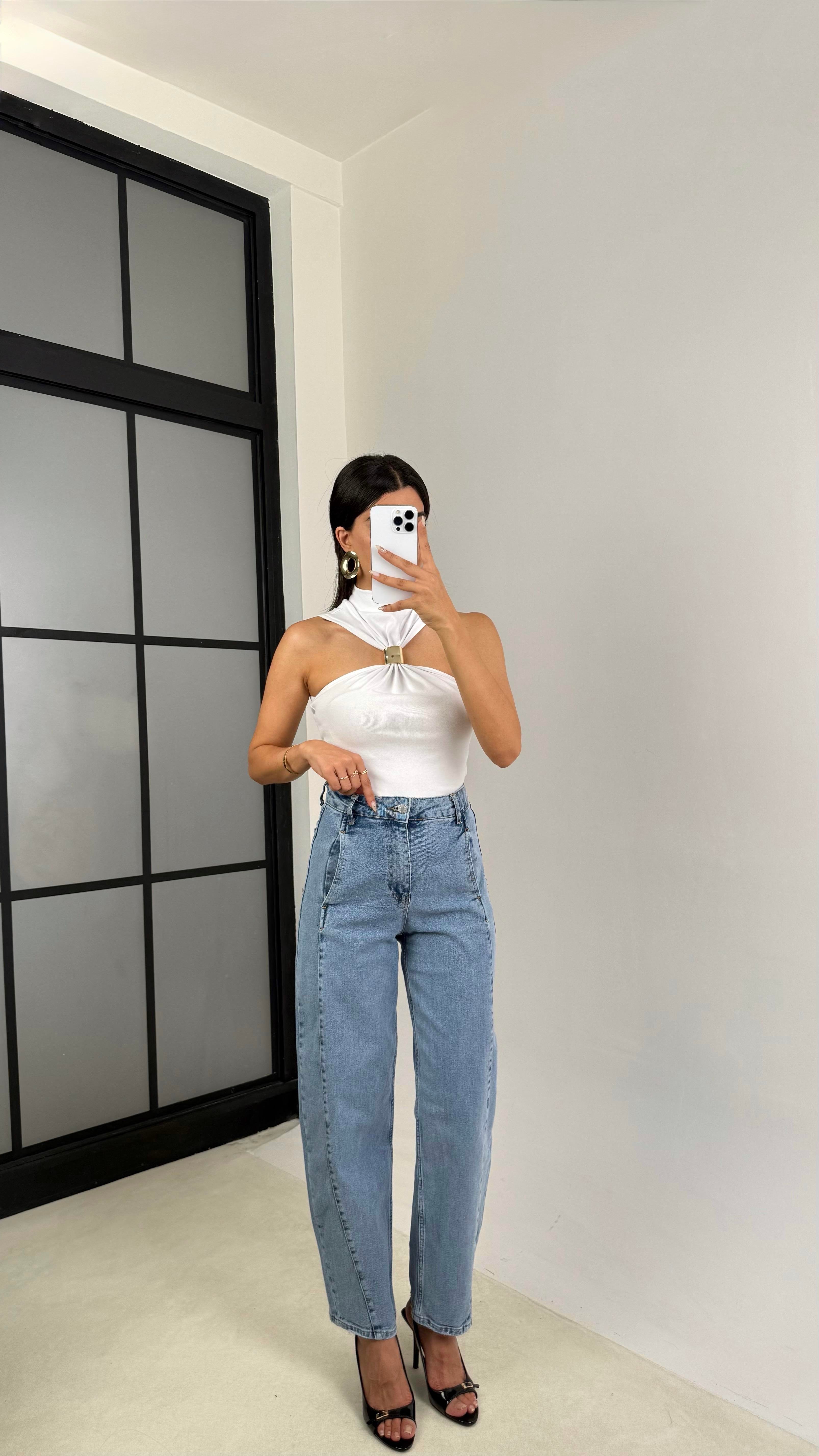 Mavi Cepli Balon Denim Pantolon GAUS-00108GAUSDENİM PANTOLONGAUS-00108