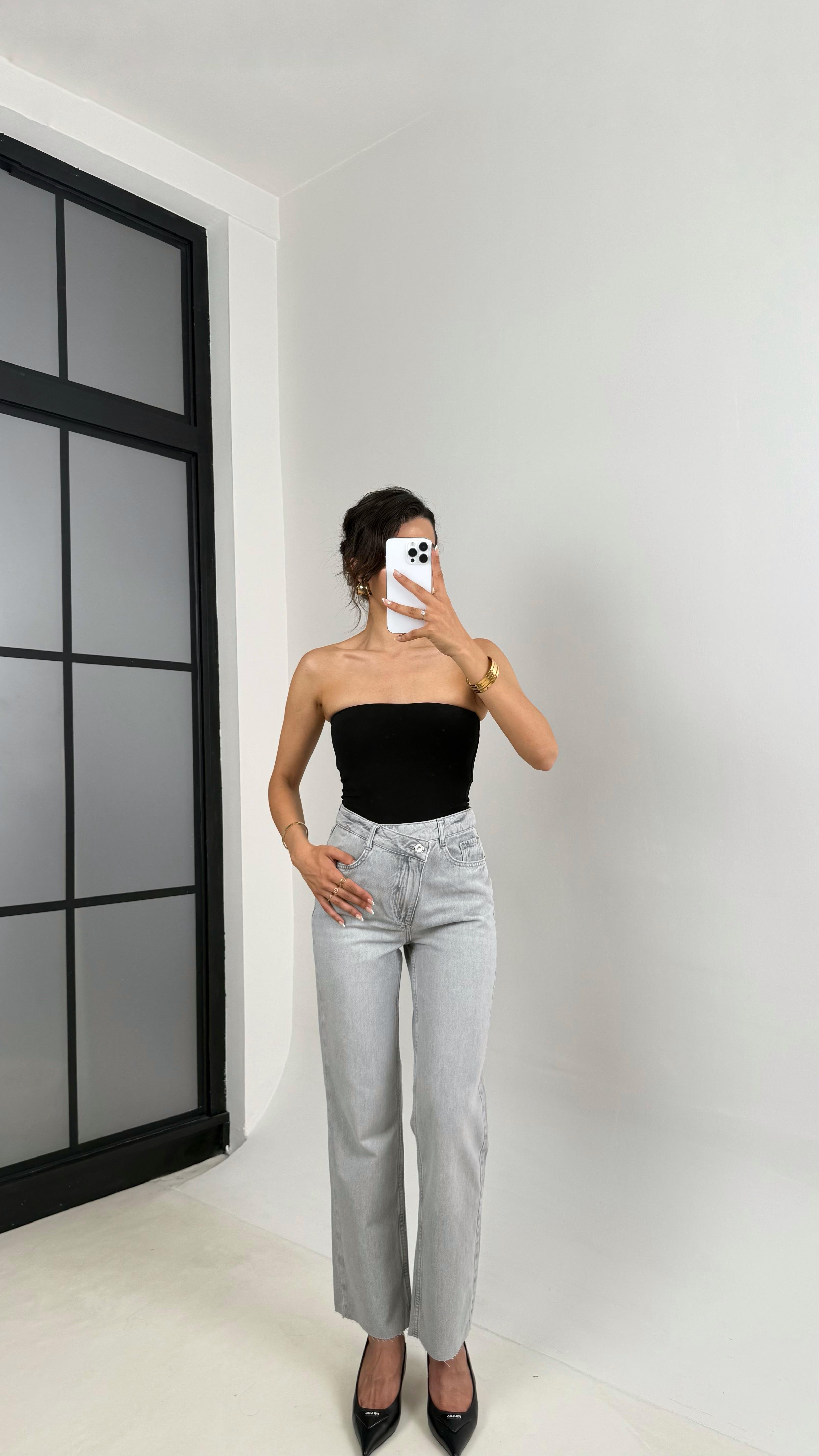 Gri ZR Muadil Kesik Paça Straight Jean Gaus00637GausDENİM PANTOLONGU1002485
