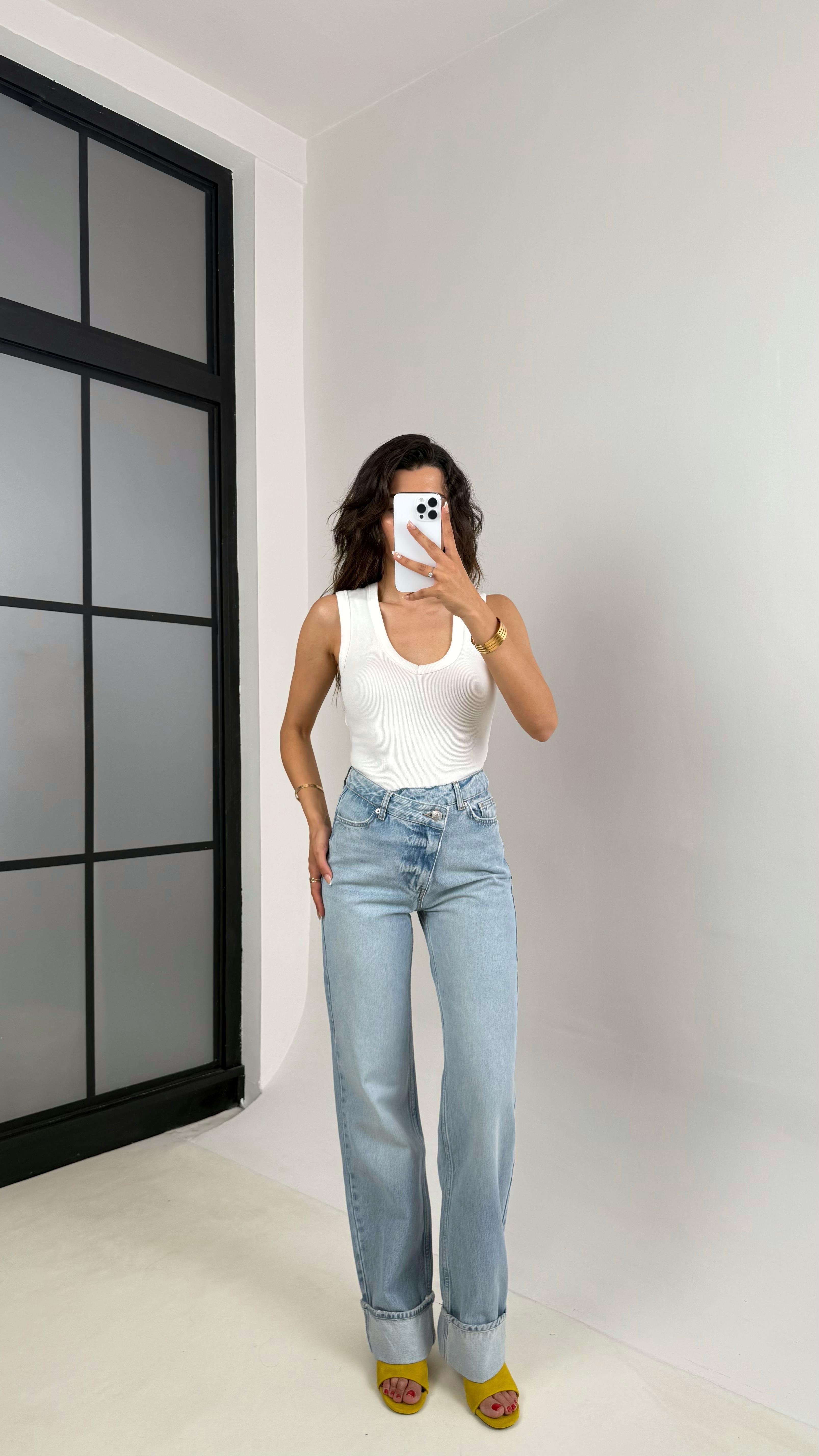 Açık Mavi Paça Katlamalı ZR Muadil Straight Jean Gaus00636GausDENİM PANTOLONGU1002483