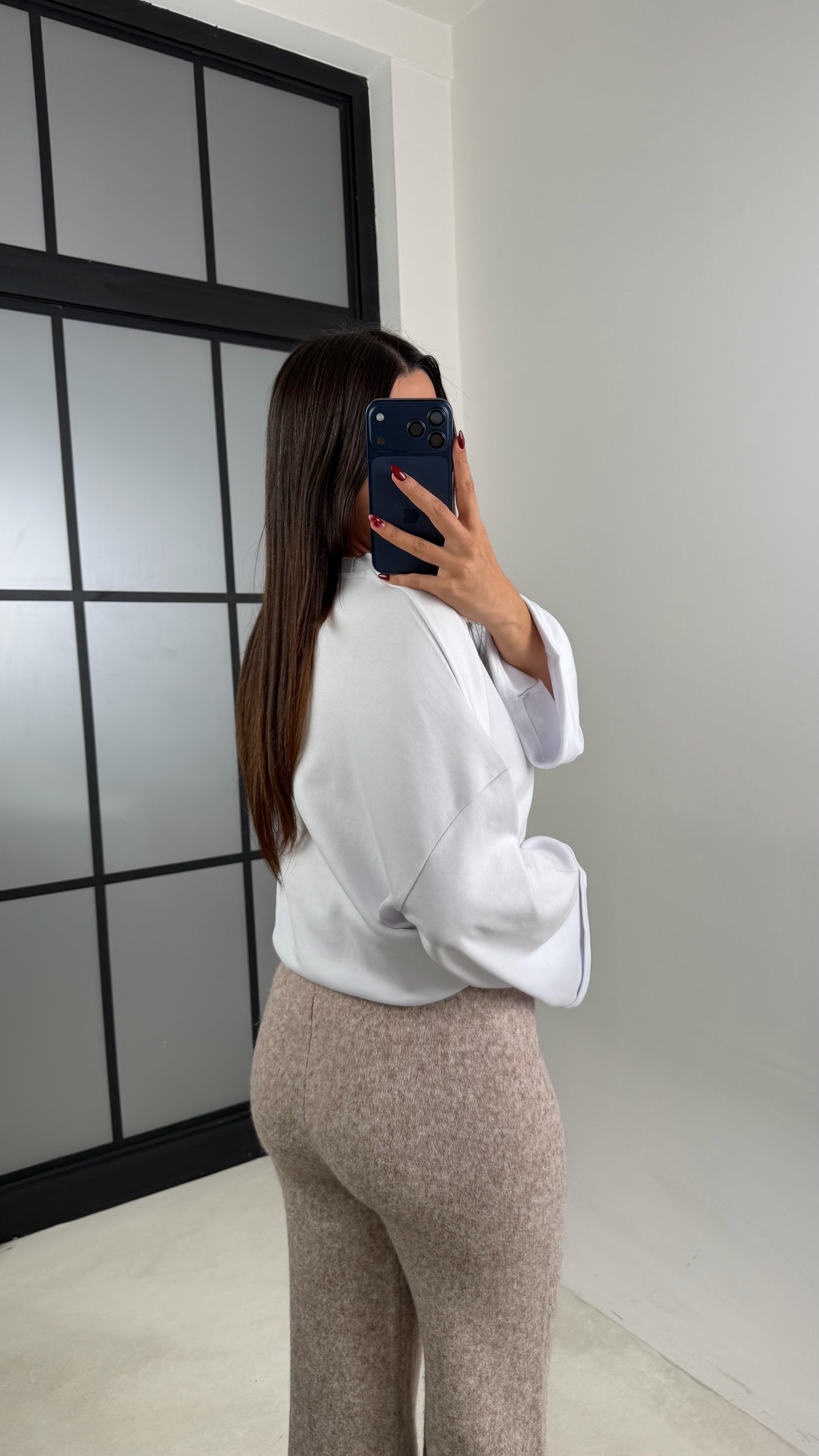 Bej Beli Lastikli Yumuşak Dokulu Triko Pantolon GAUS-00652GAUSPANTOLONGAUS-00652