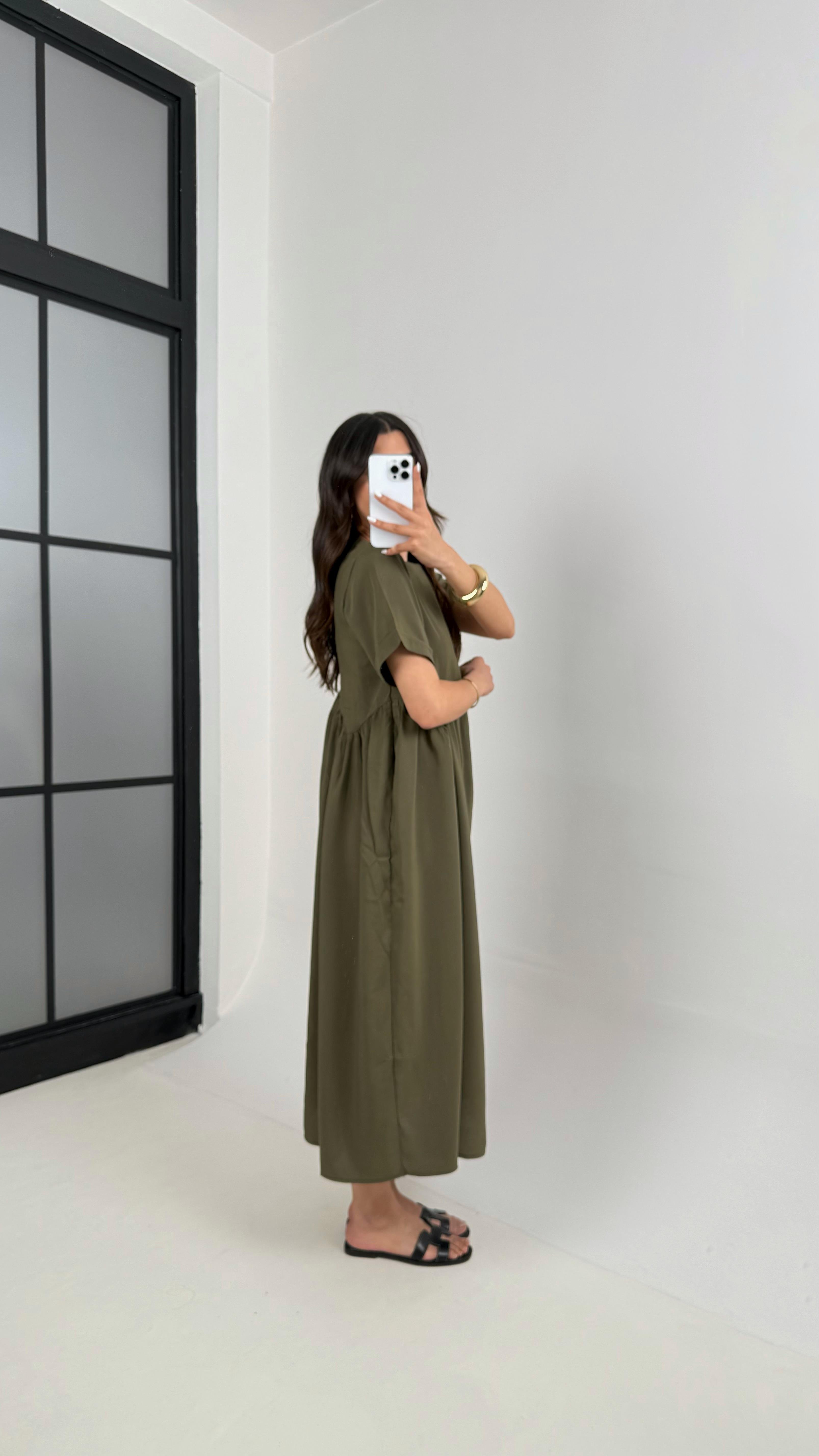 Haki Altı Balon Etek Tencel Pinterest Elbise Gaus00388GausDressesGU1001905