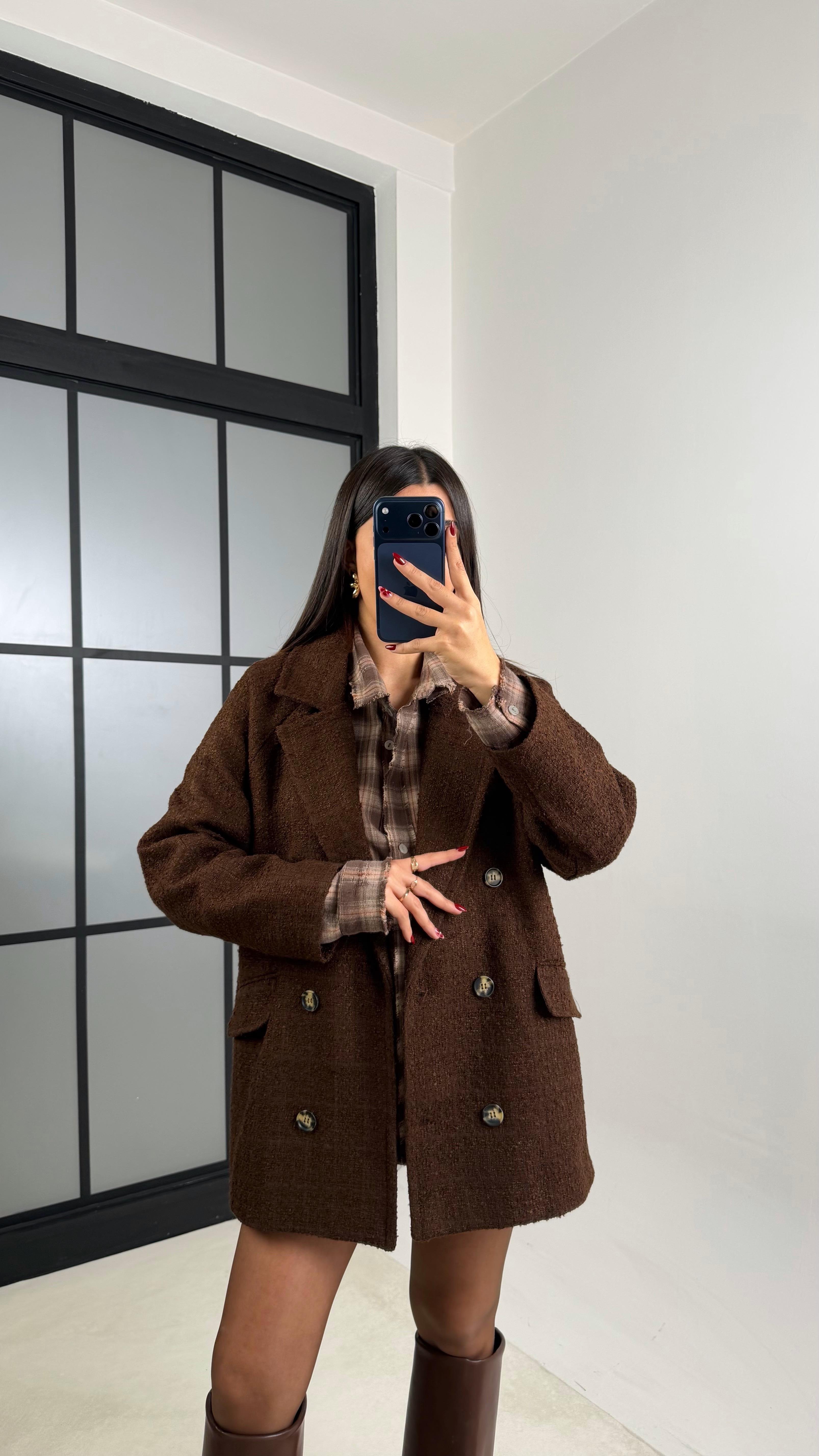 Kahve Astarlı Tüvit Kaban GAUS-00663GAUS المعاطف GAUS-00663