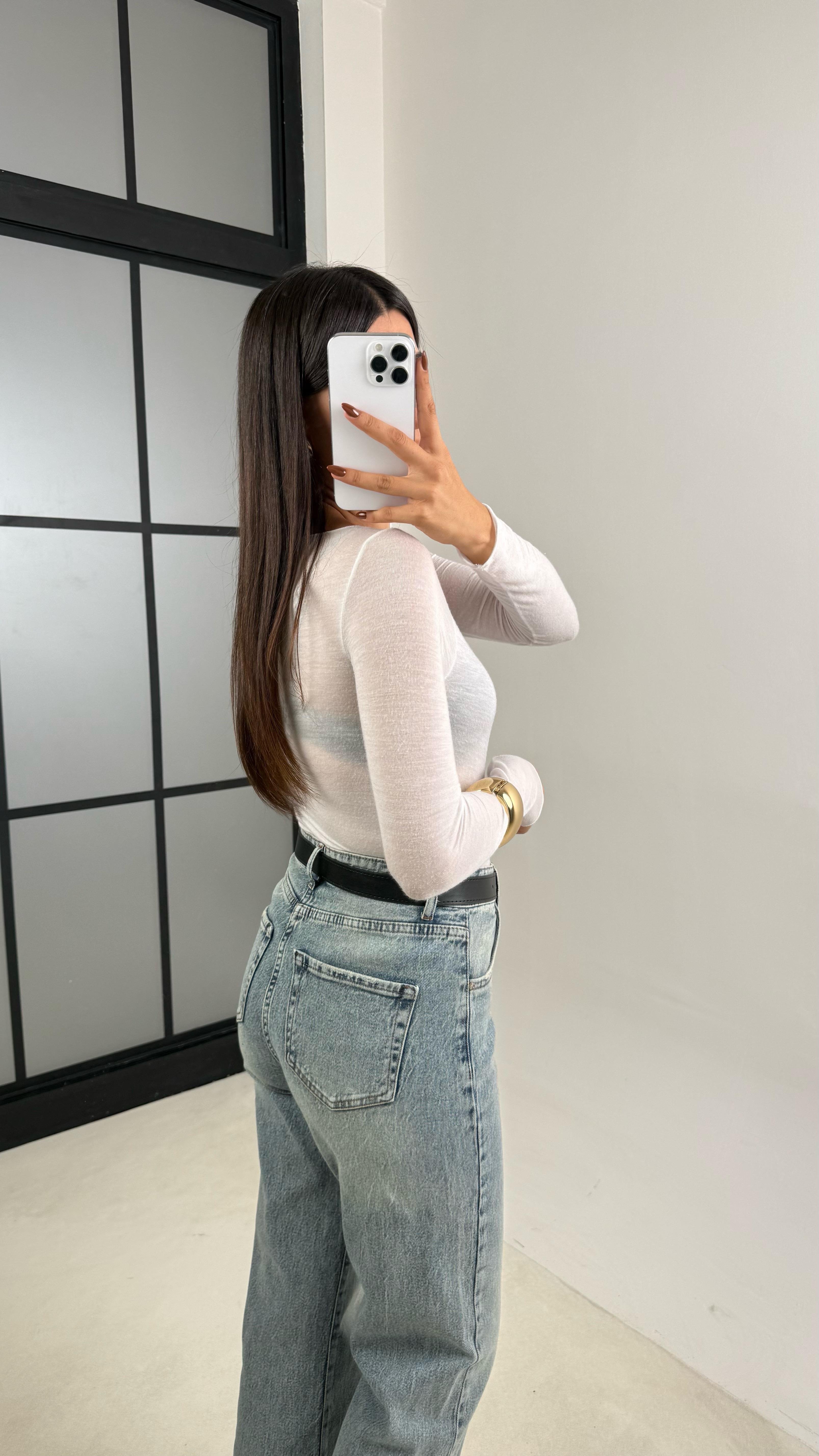 Mavi Kesik Paça Kemerli Jean GAUS-00149GAUSDenim PantsGAUS-00149