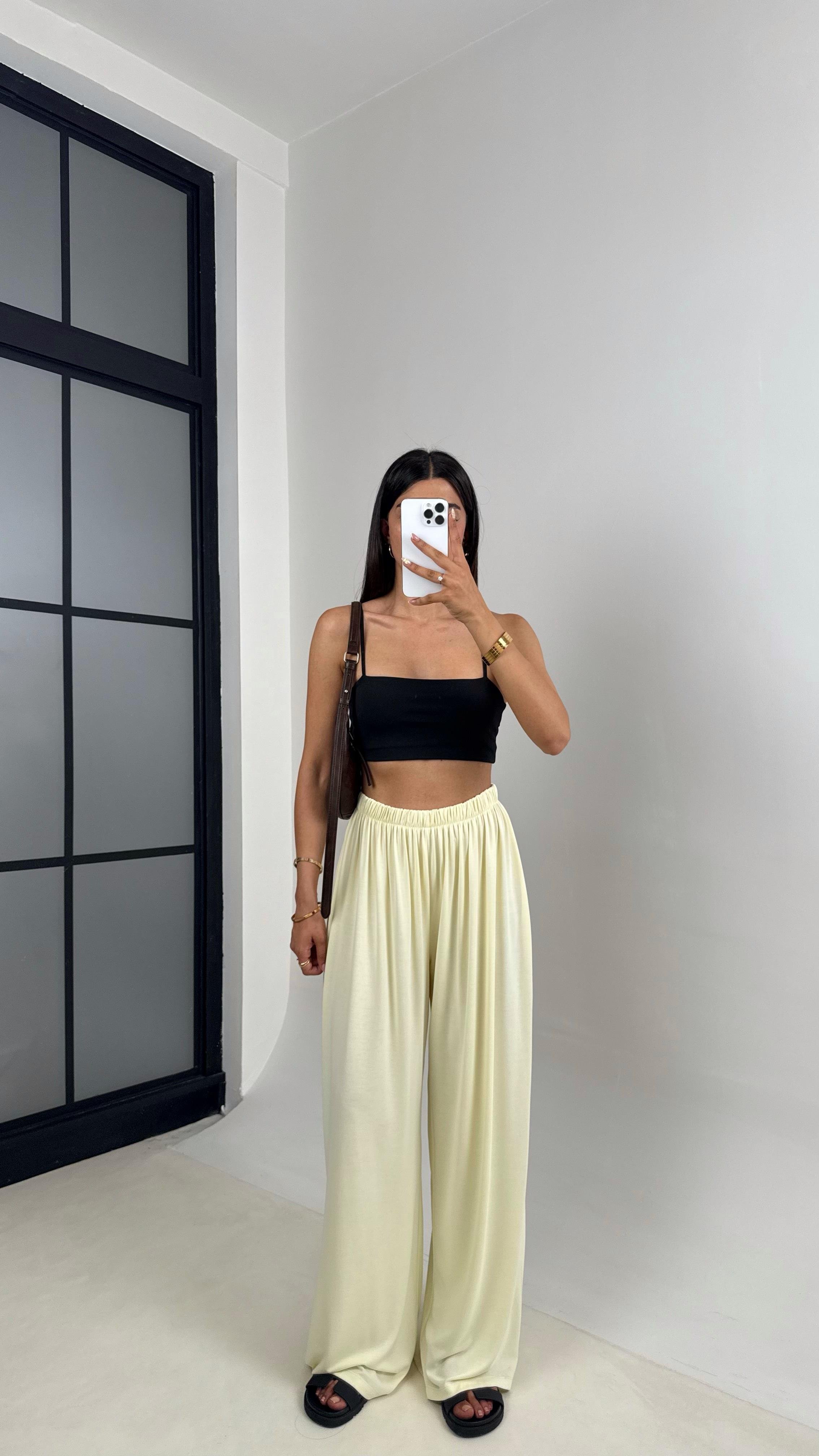 Sarı Beli Lastikli Modal Kumaş Pantolon Gaus00668GausPANTOLONGU1002543