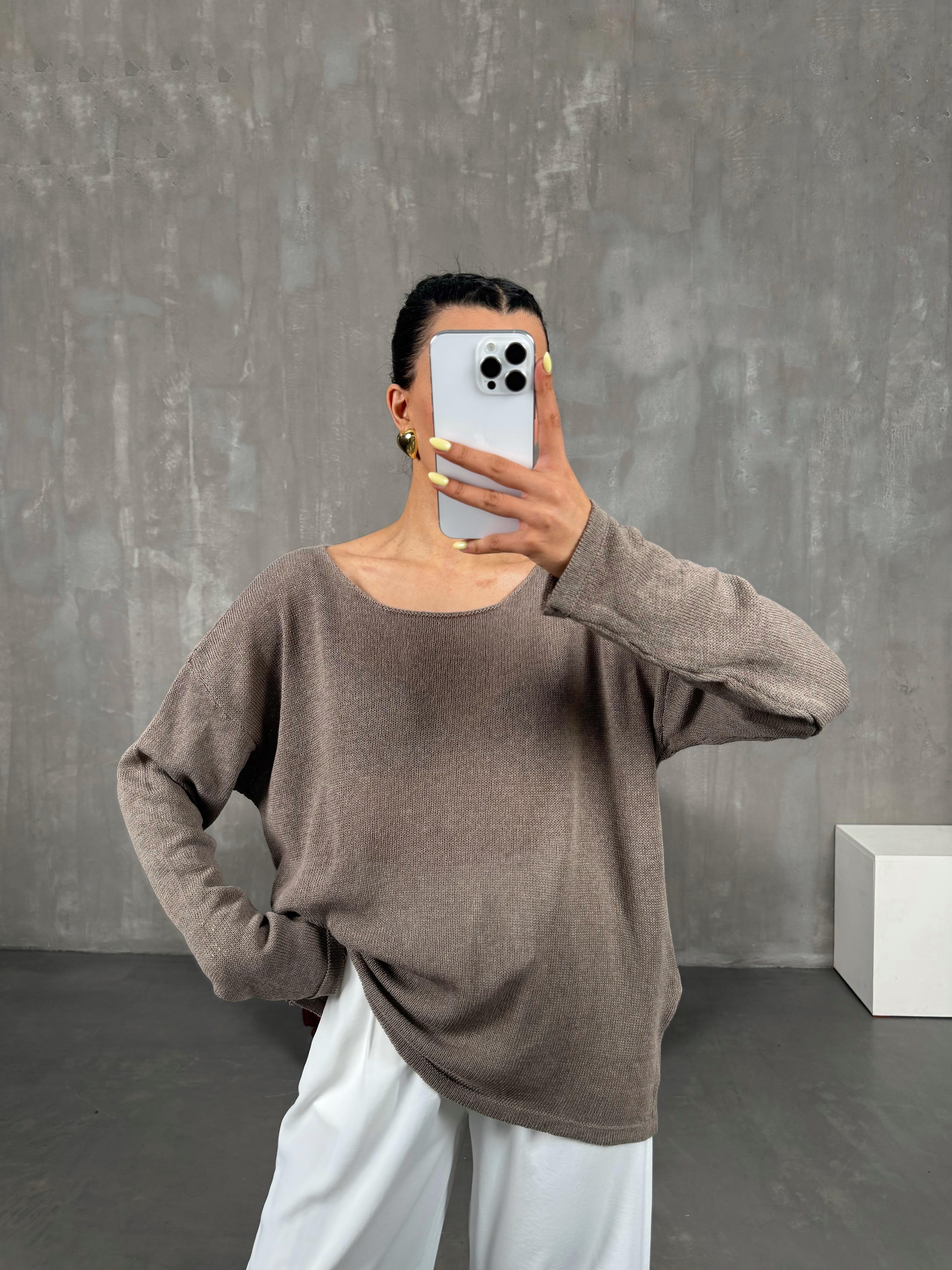 Kahve İnce Triko Kazak Gaus00116GausTRİKOGU1001259