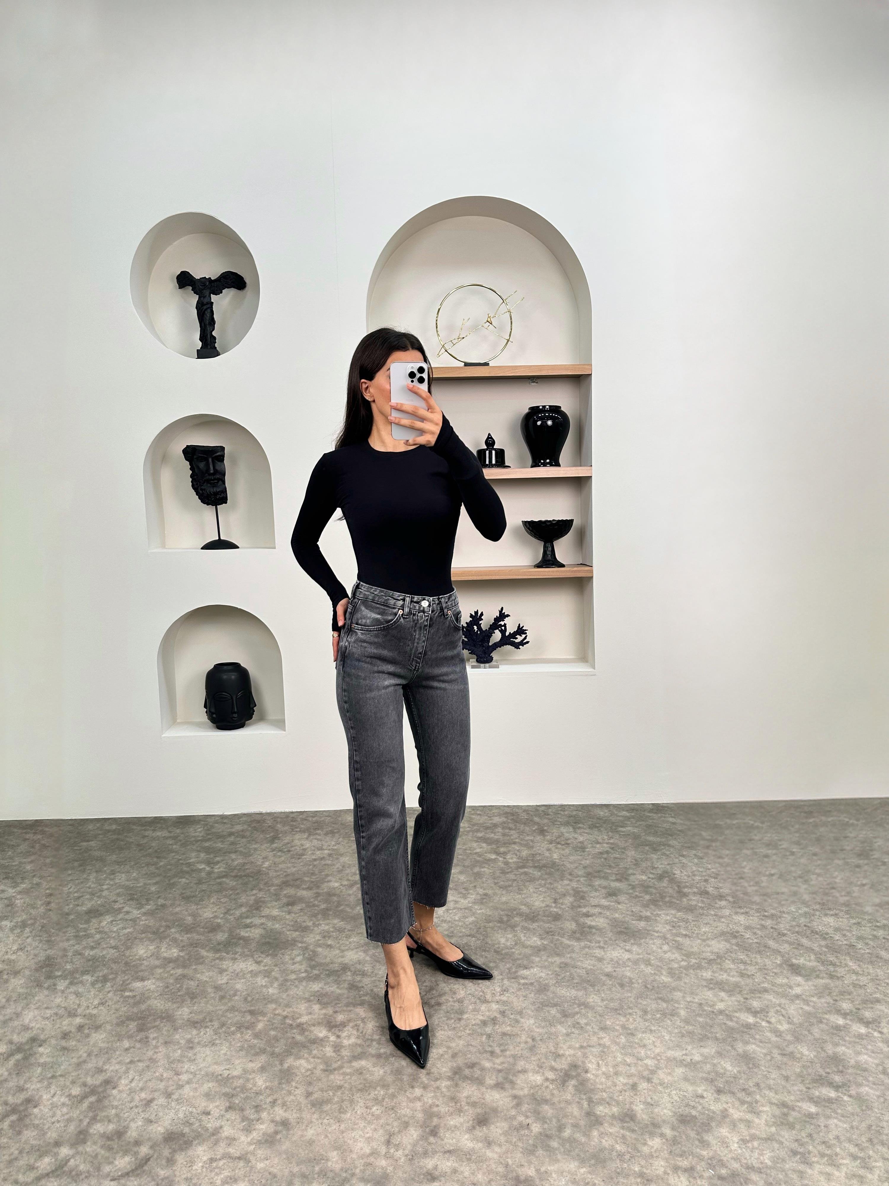 Boon ZR Model Füme Kesik Paça JeanGausDENİM PANTOLONGU008973