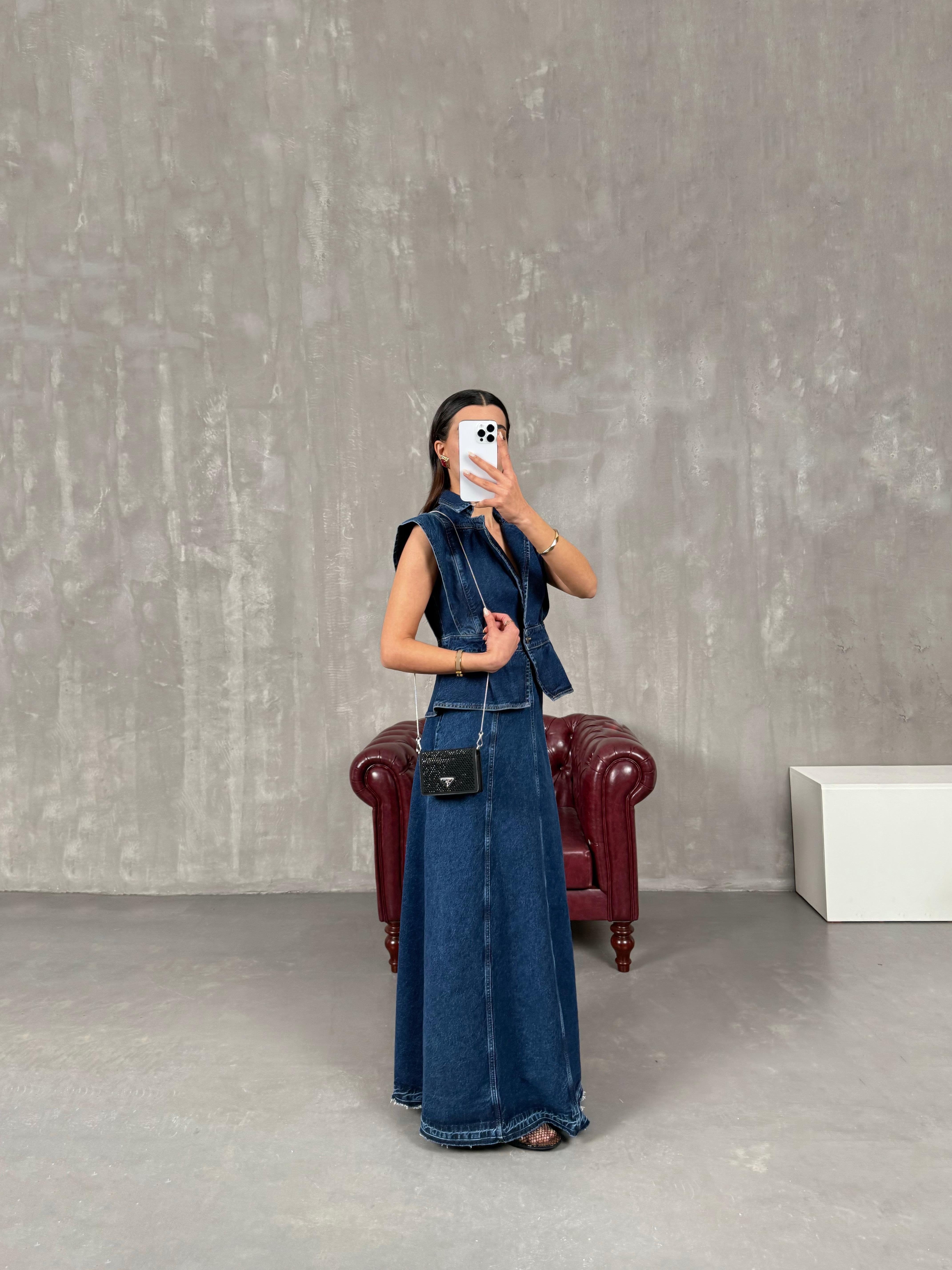 Novat Lacivert Uzun Denim EtekGausETEKGU100690