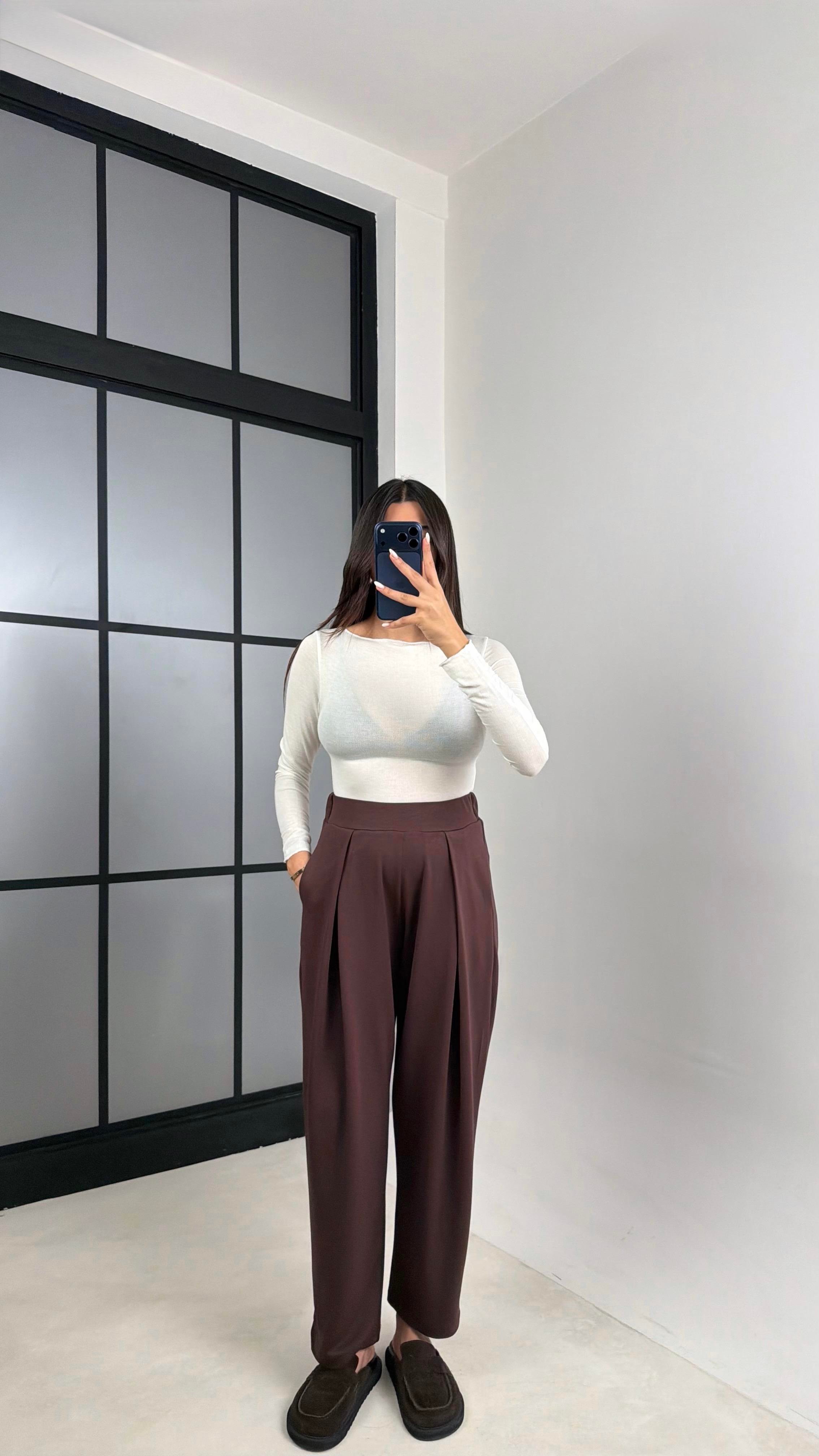 Kahve Beli Lastikli OYS Muadil Şalvar Modal Pantolon GAUS-00574GAUSPANTOLONGAUS-00574