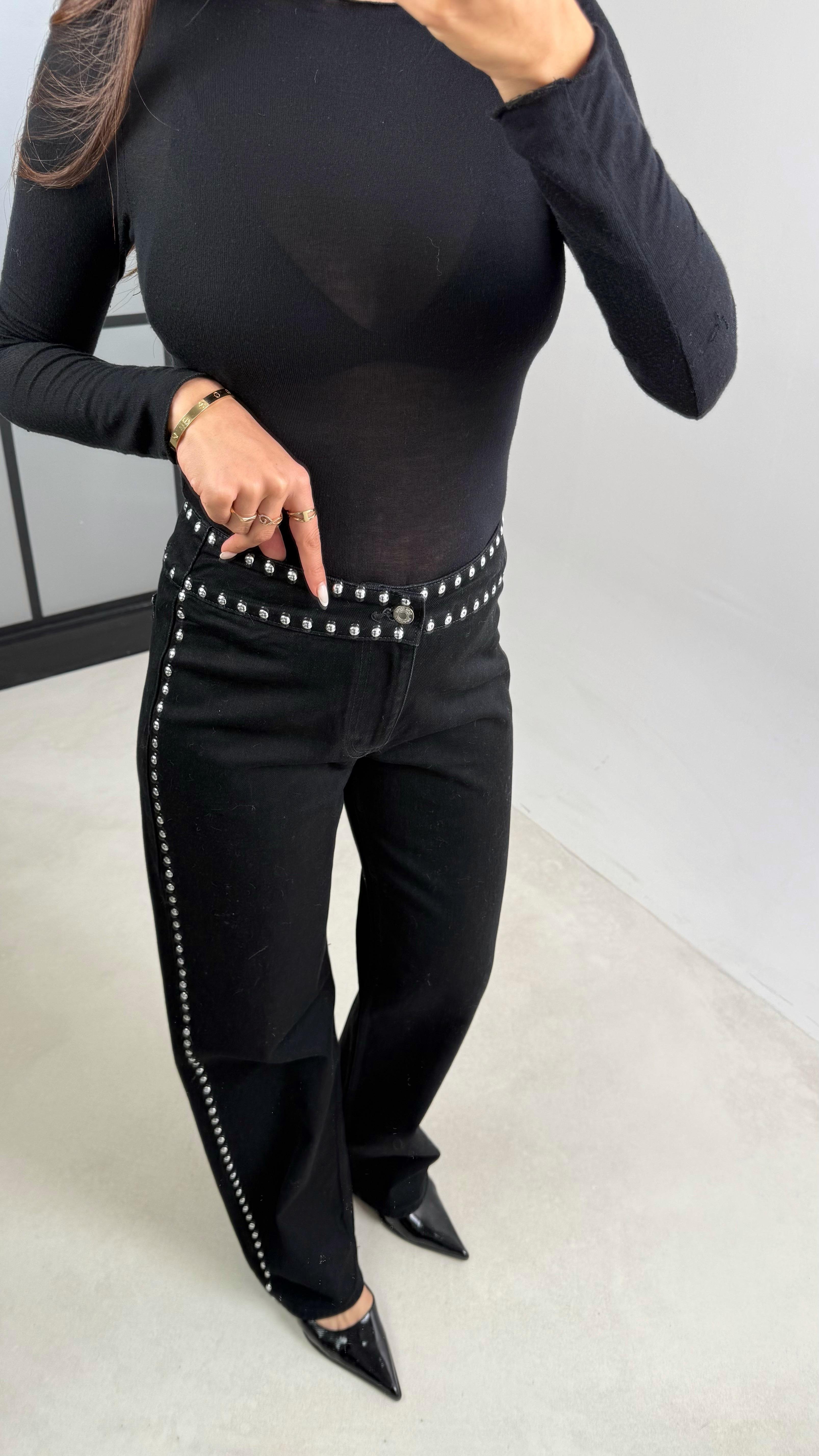 Siyah Zımba Detaylı Jean GAUS-00459GAUSDENİM PANTOLONGAUS-00459