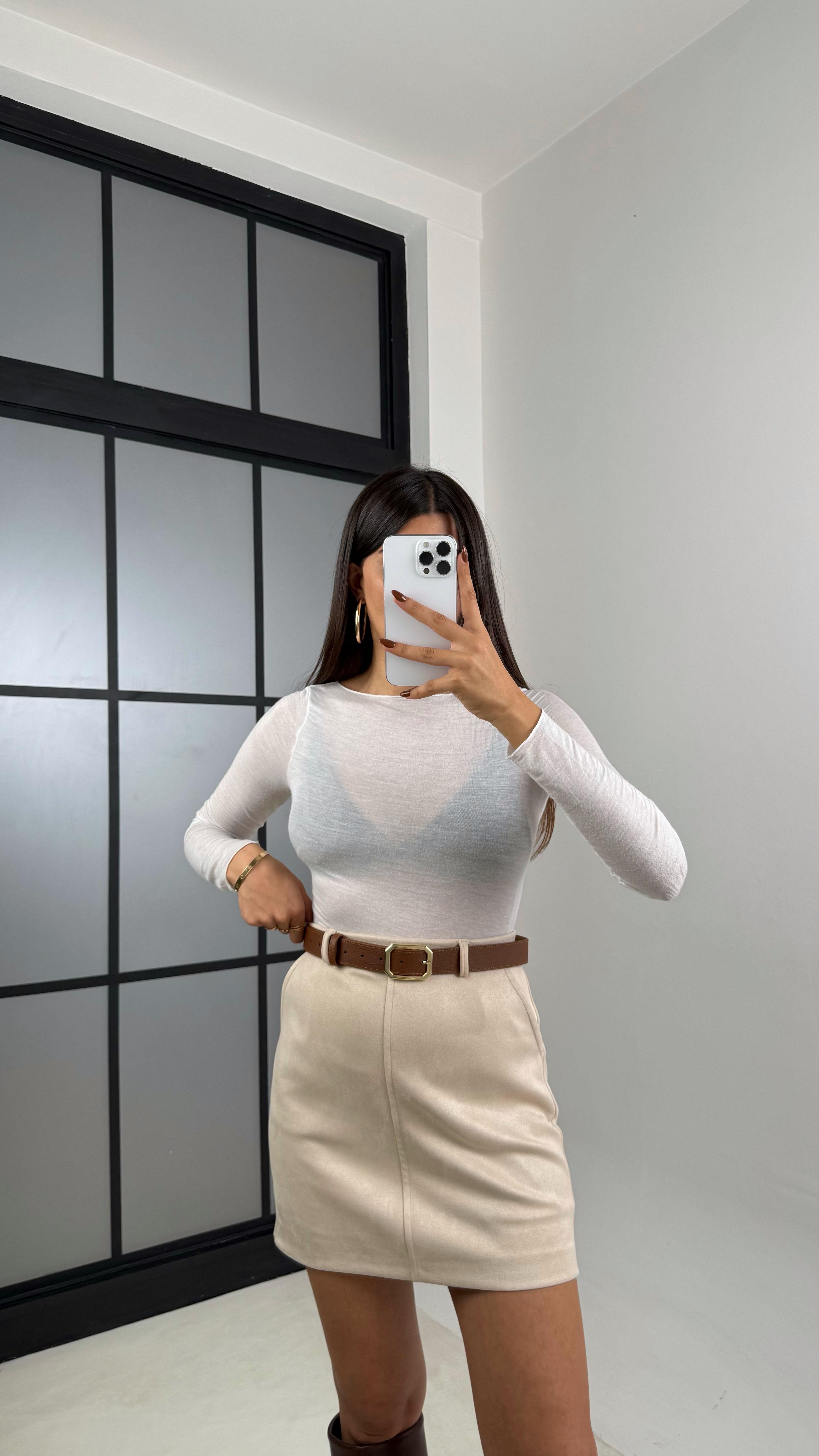 Taş Kemerli Süet Şort Etek GAUS-00169GAUSETEKGAUS-00169