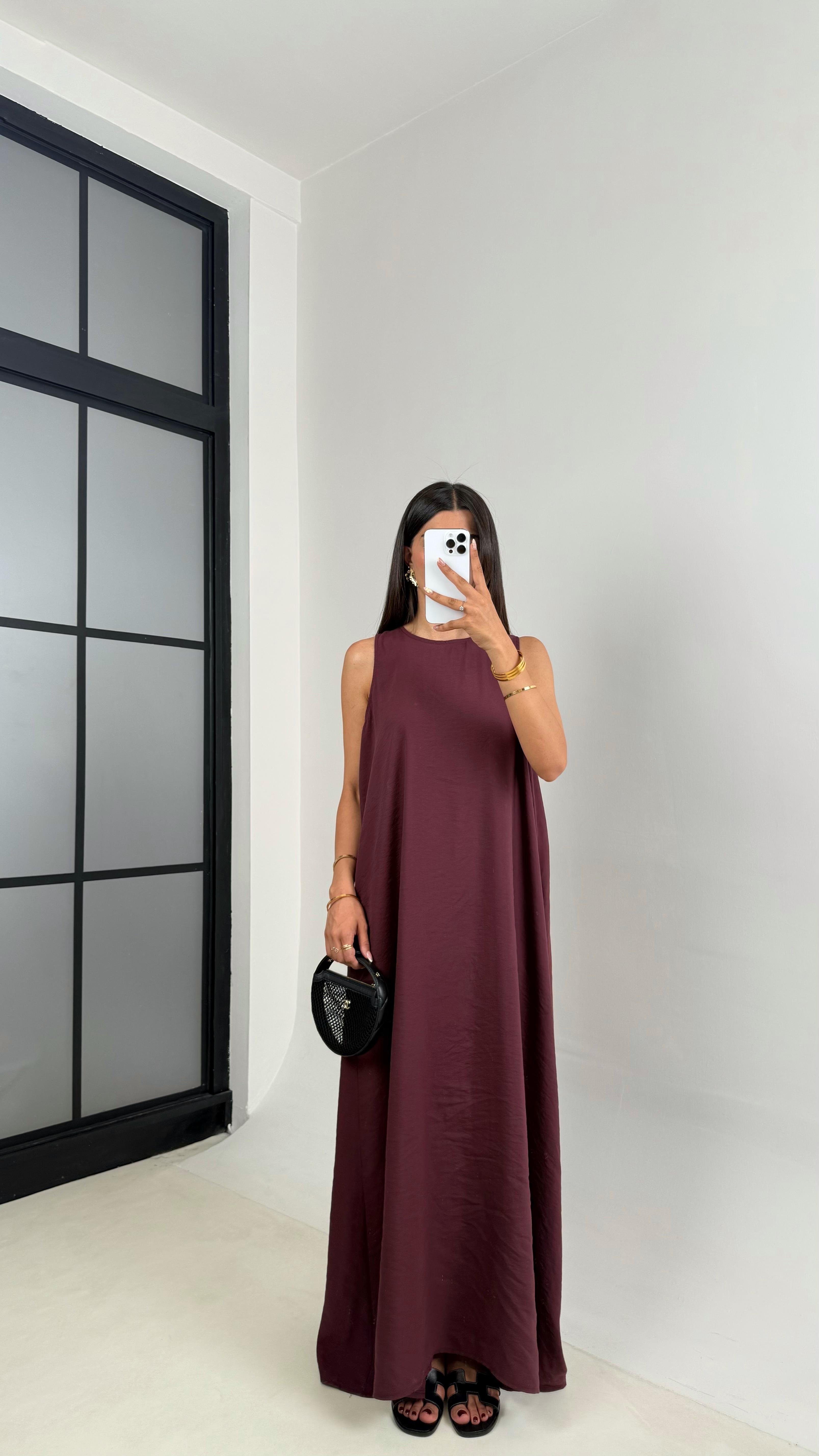 Mürdüm Cepli Premium Basic Tencel Elbise Gaus00661GausELBİSEGU1002529