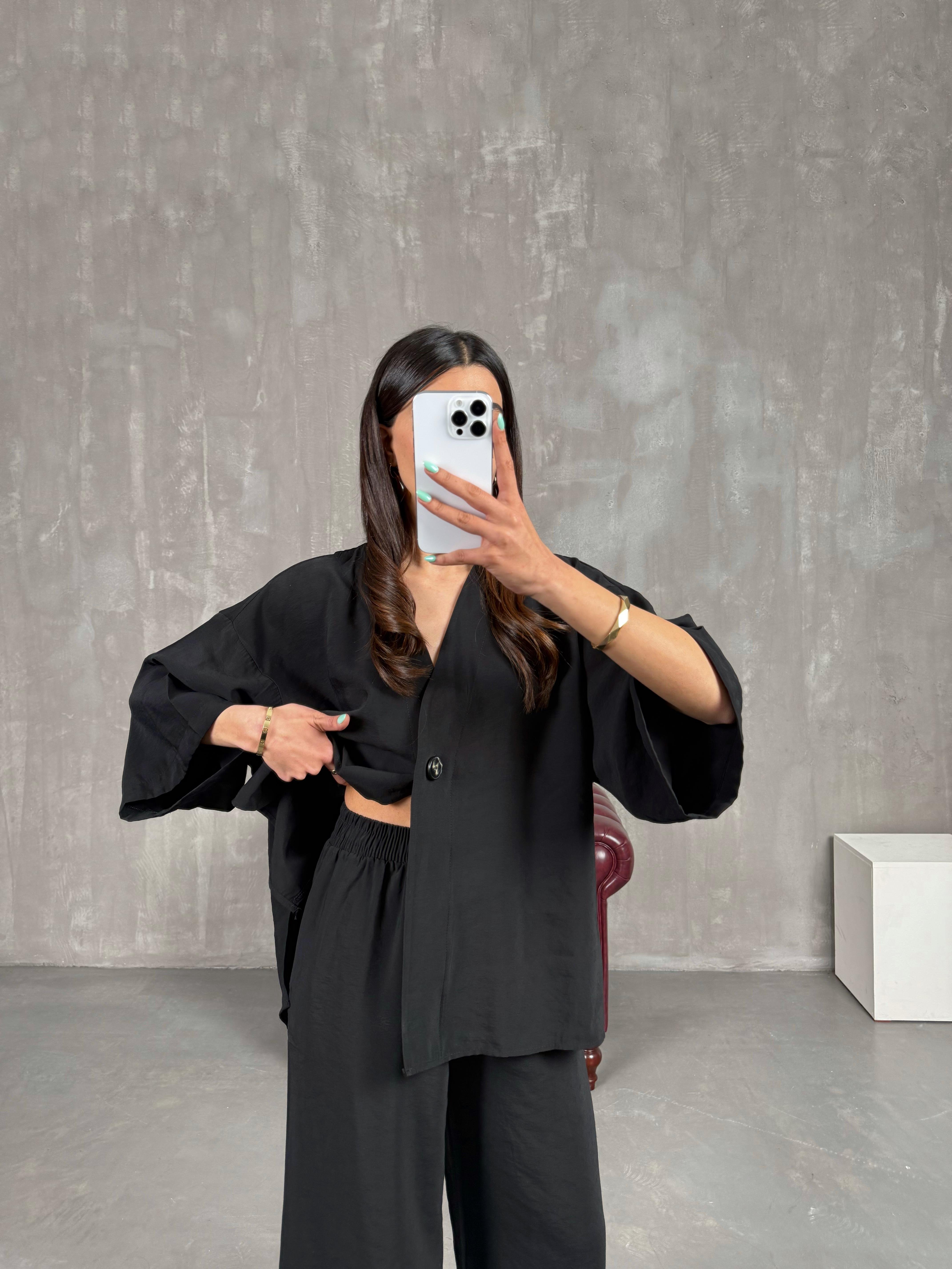 Siyah Beli Lastikli Yelekli Tensel Takım Gaus00247GausTAKIMGU1001572