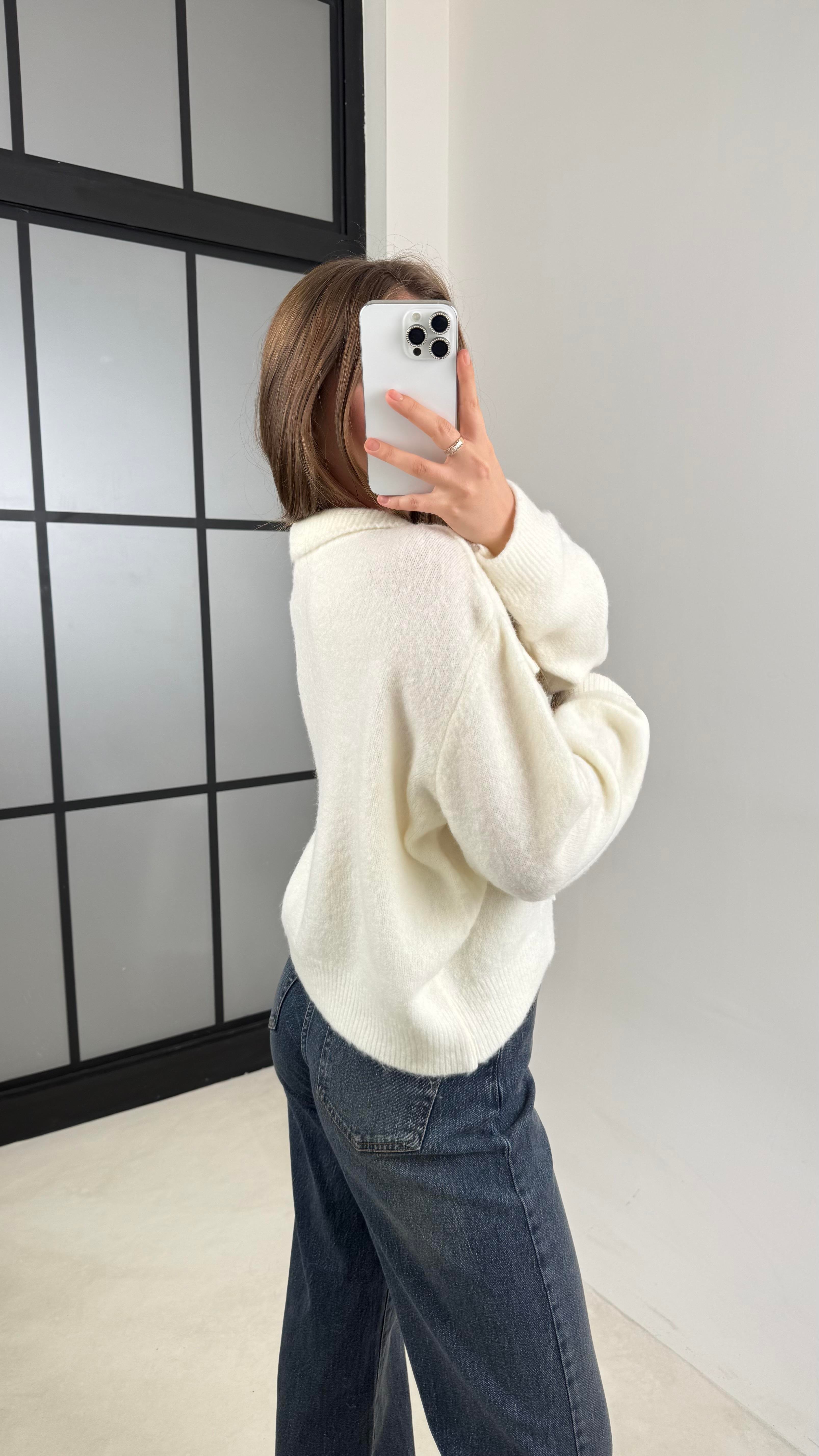 Ekru Önü Bağlama Detaylı Triko Hırka GAUS-00552GAUS الكارديغان  GAUS-00552