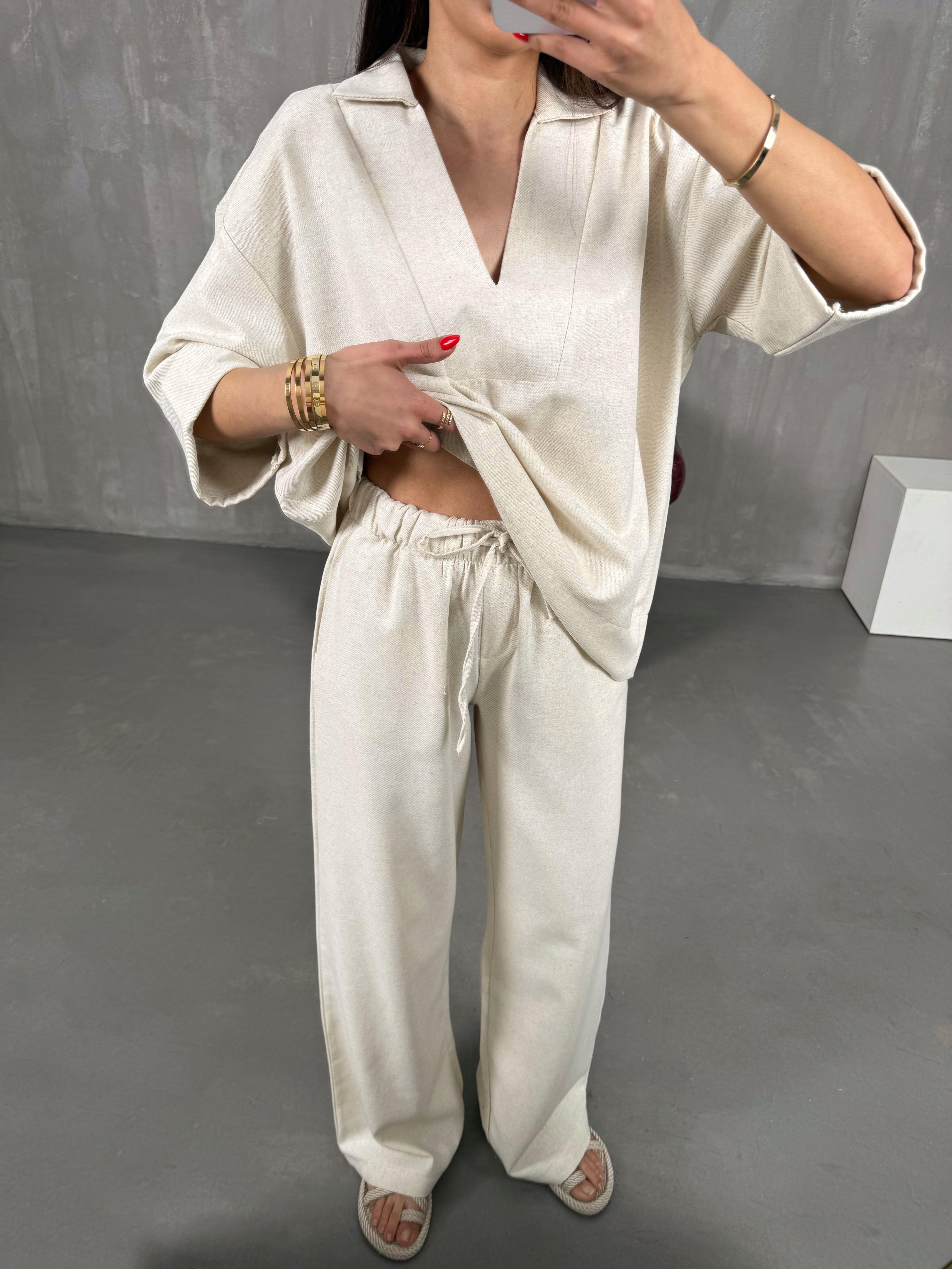 Taş V Yaka Keten Takım Gaus00159GausTAKIMGU1001367