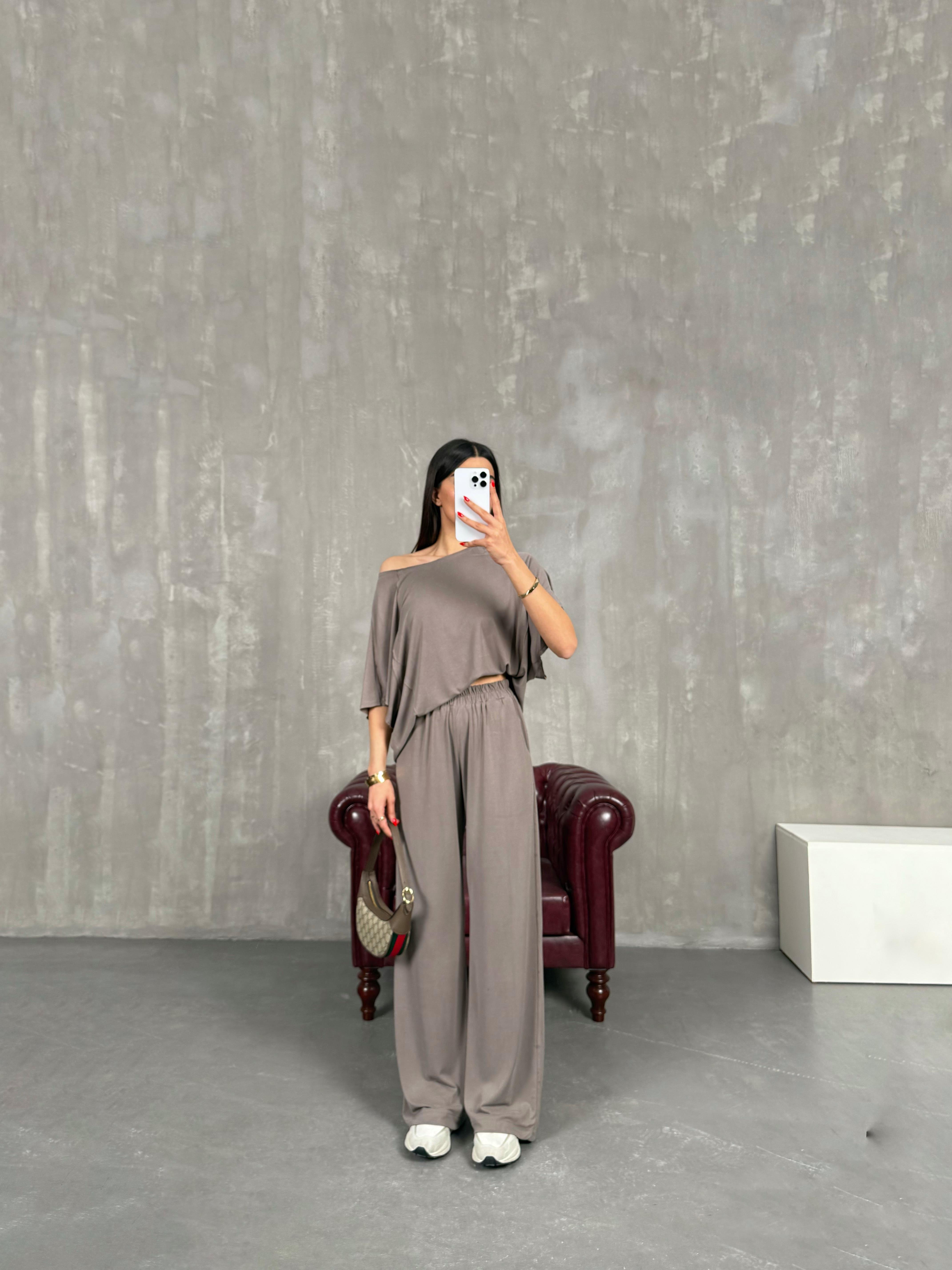 Vizon İnce Modal Kumaş Kısa Kol Muadil Basic Takım Gaus00197GausTAKIMGU1001465