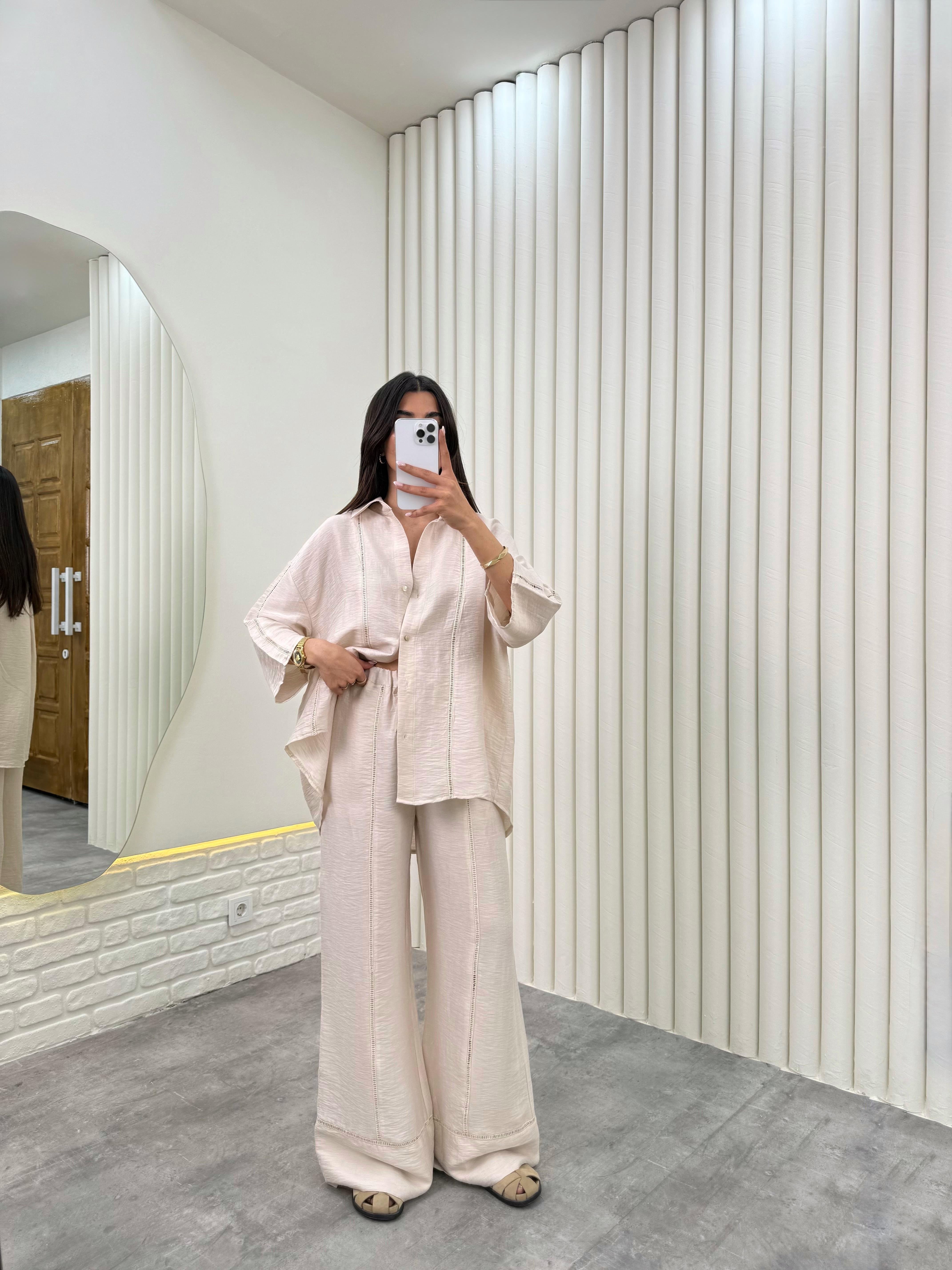 Taş  ZR Model Cepli İthal Keten Takım Gaus00312GausTAKIMGU1001717