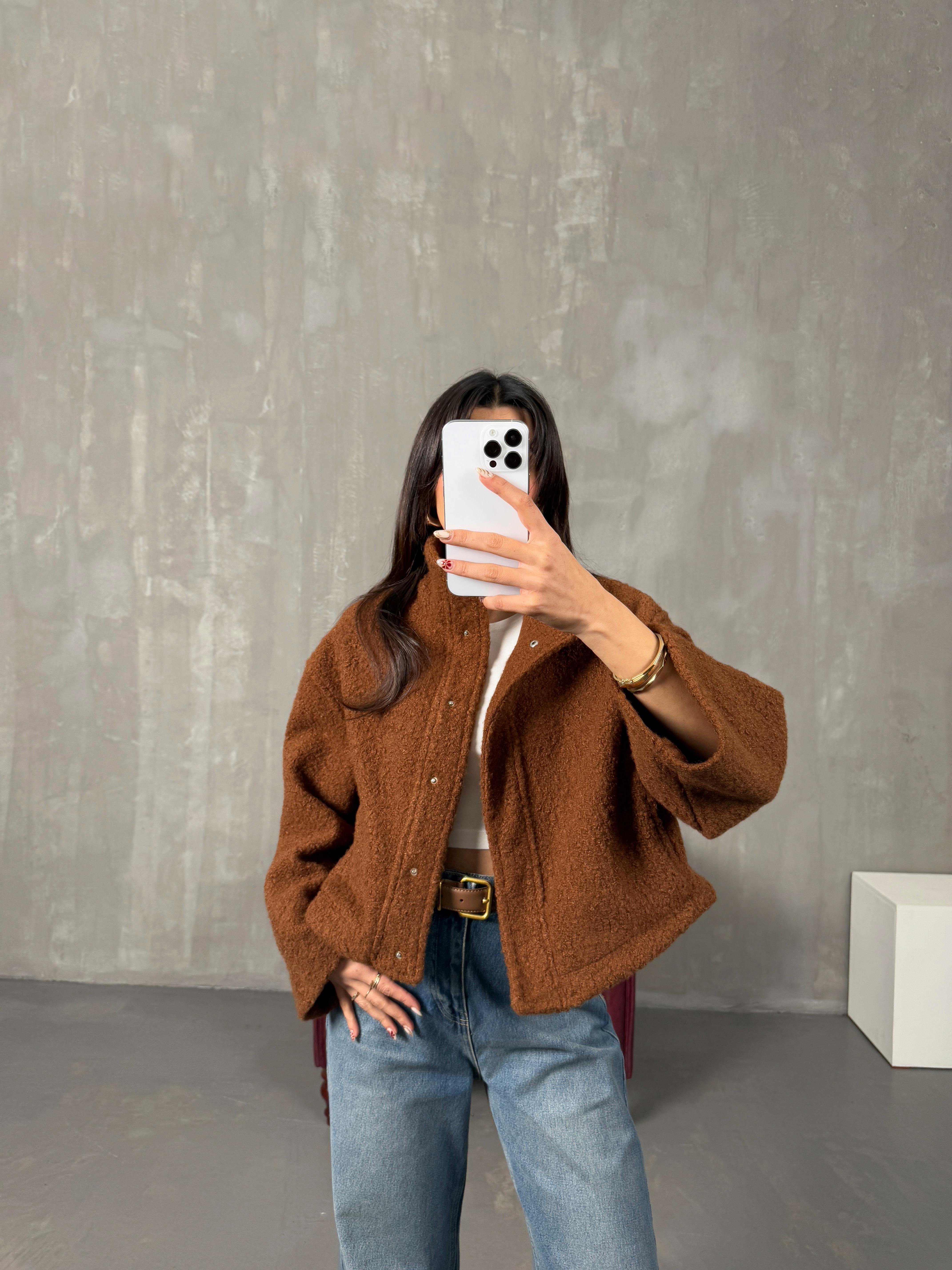 Cute Kahve MD Model Buklet Çıtçıt Düğmeli CeketGausCEKETGU100149