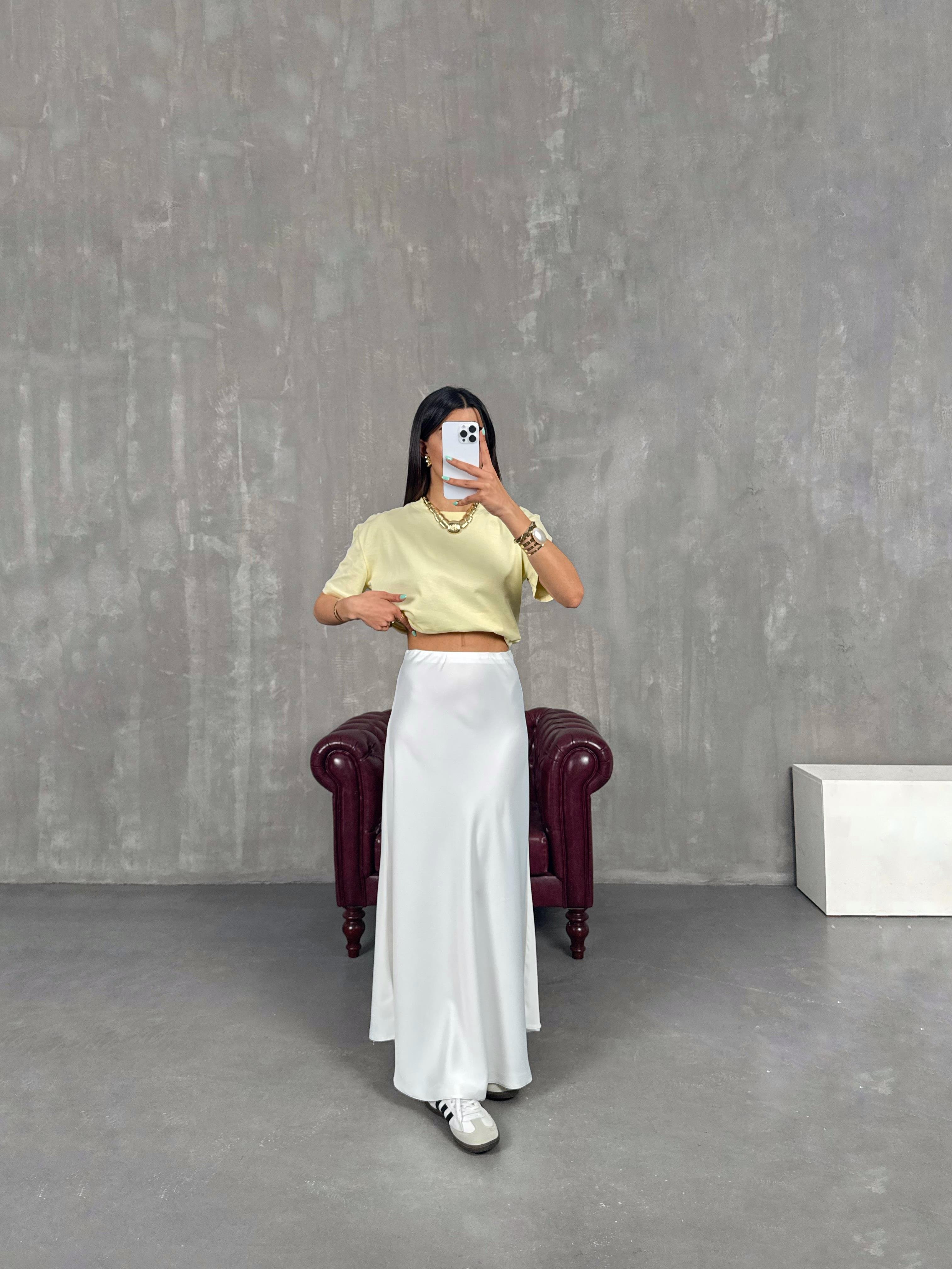 Beyaz Saten Etek Gaus00252GausETEKGU1001585