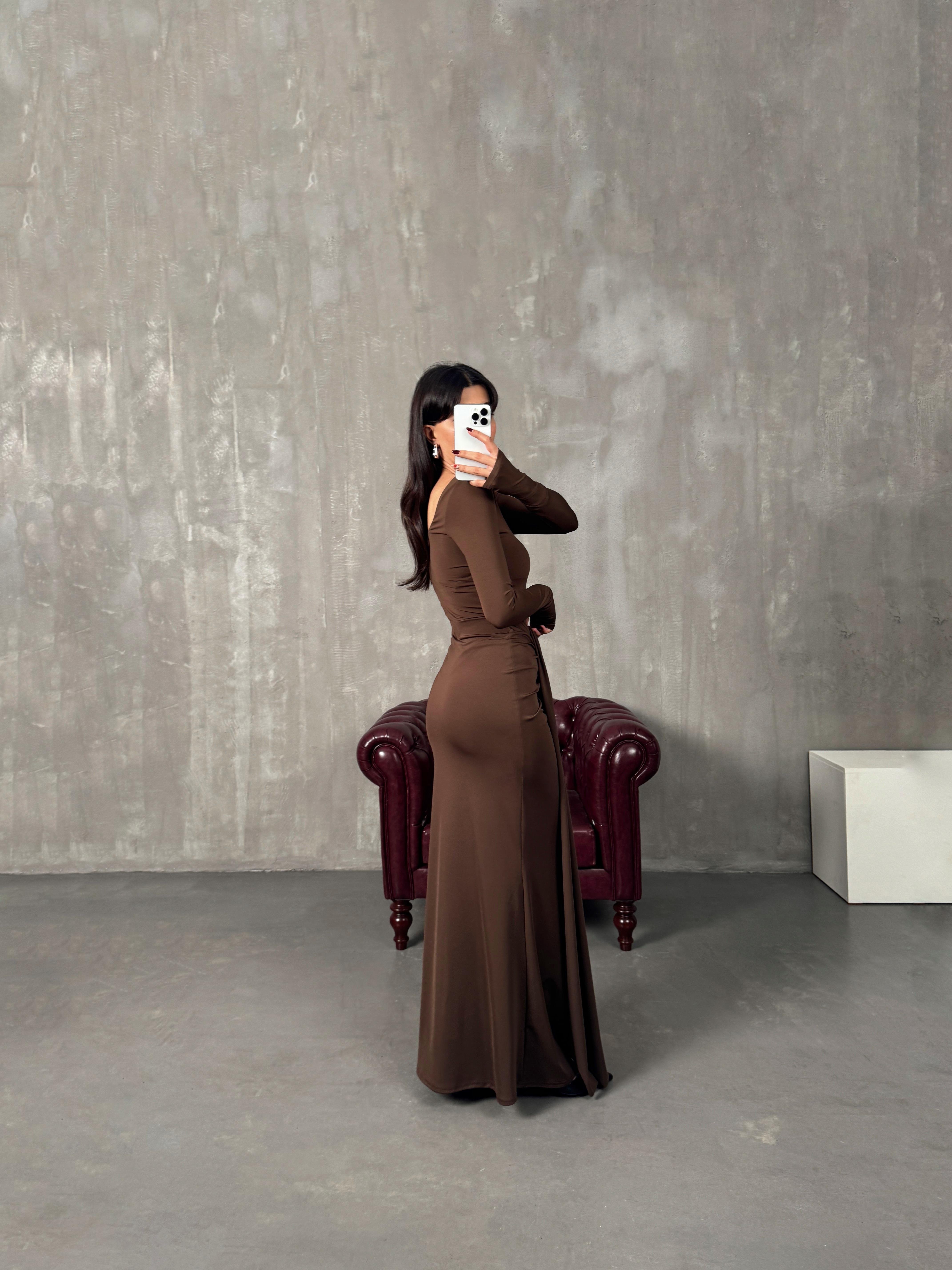 Bonita Kahve Bodysuit Etek Tasarım TakımGausTAKIMGU00904419
