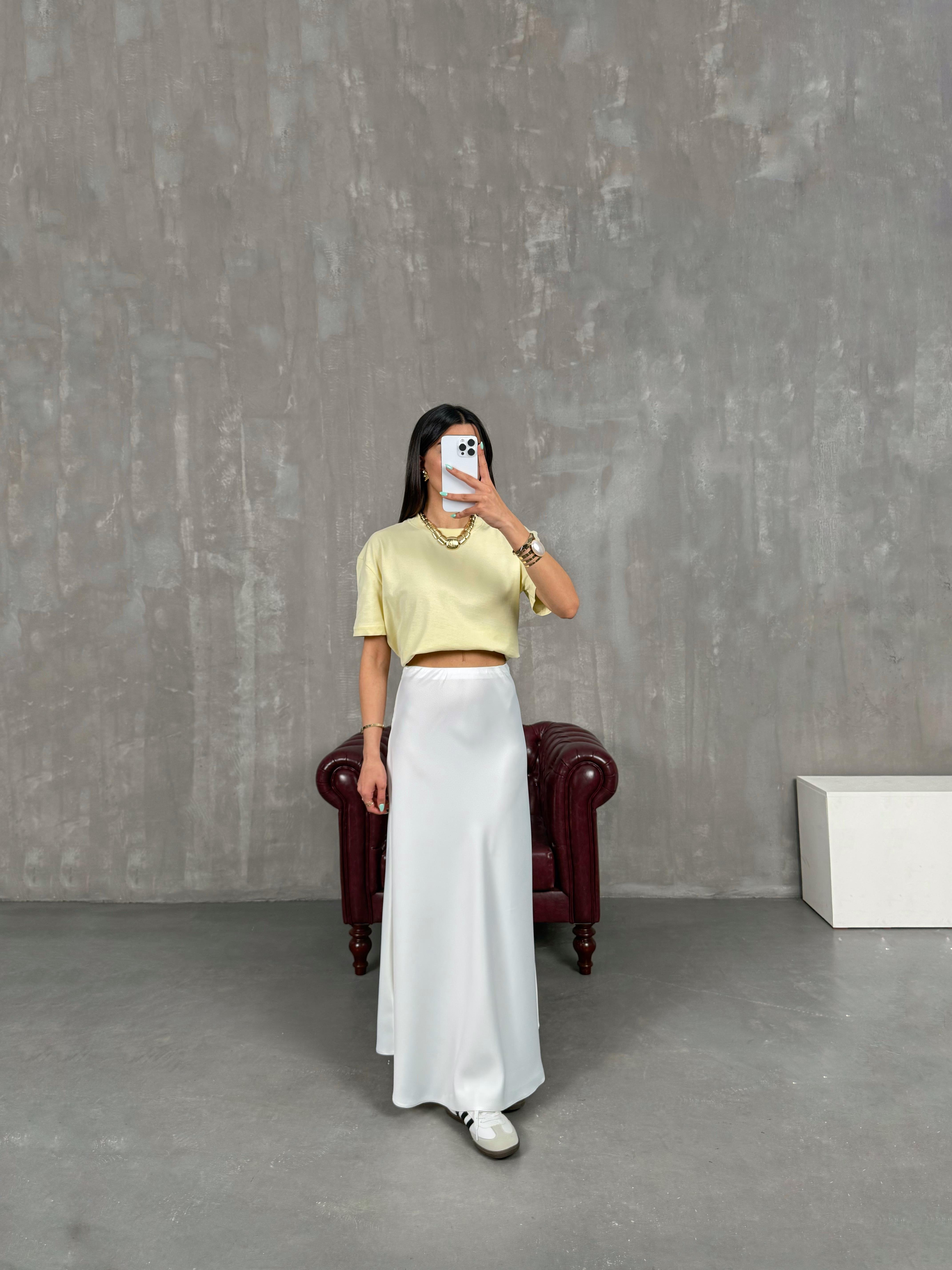 Beyaz Saten Etek Gaus00252GausETEKGU1001585