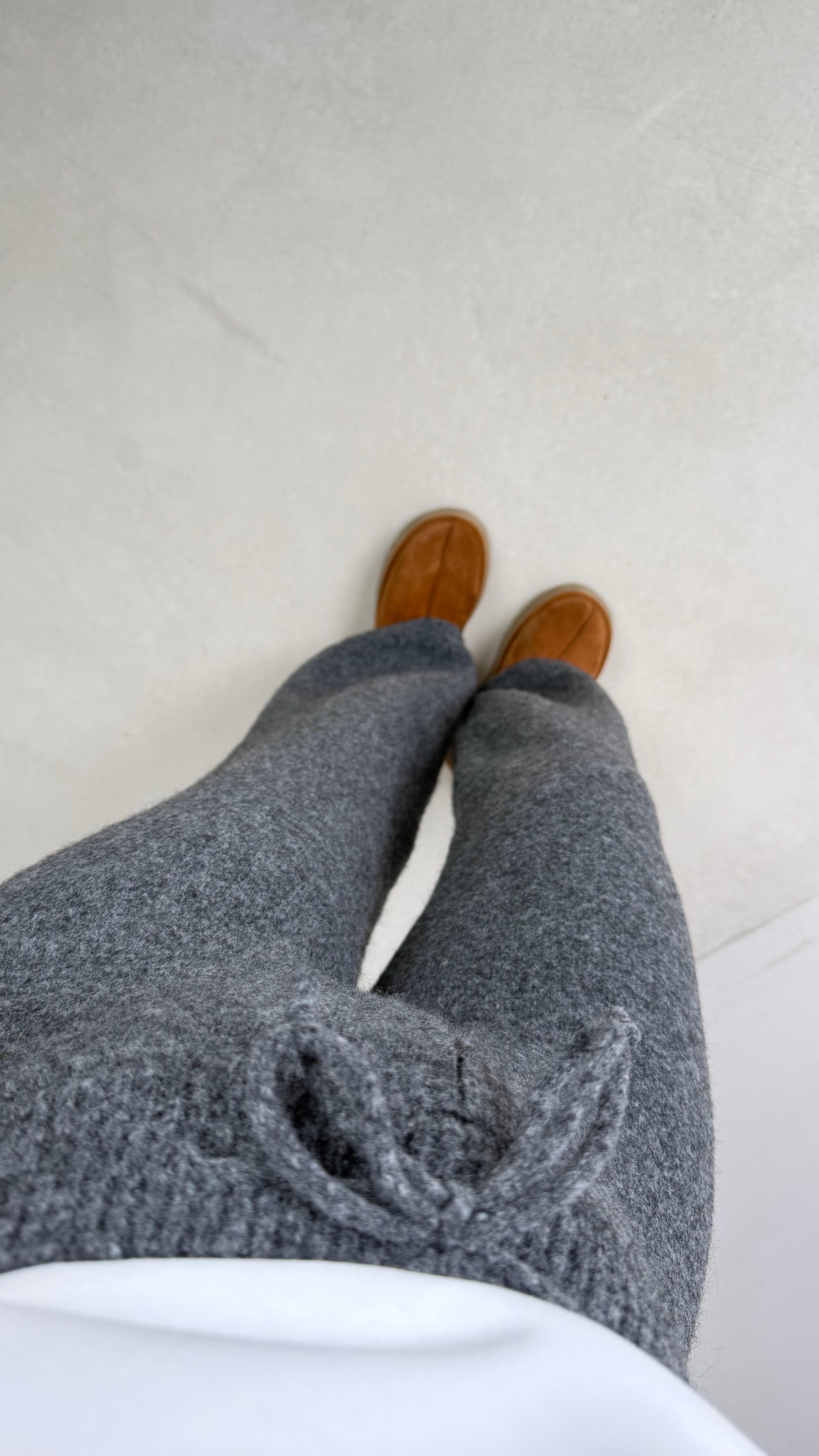 Antrasit Beli Lastikli Yumuşak Dokulu Triko Pantolon GAUS-00652GAUSPANTOLONGAUS-00652