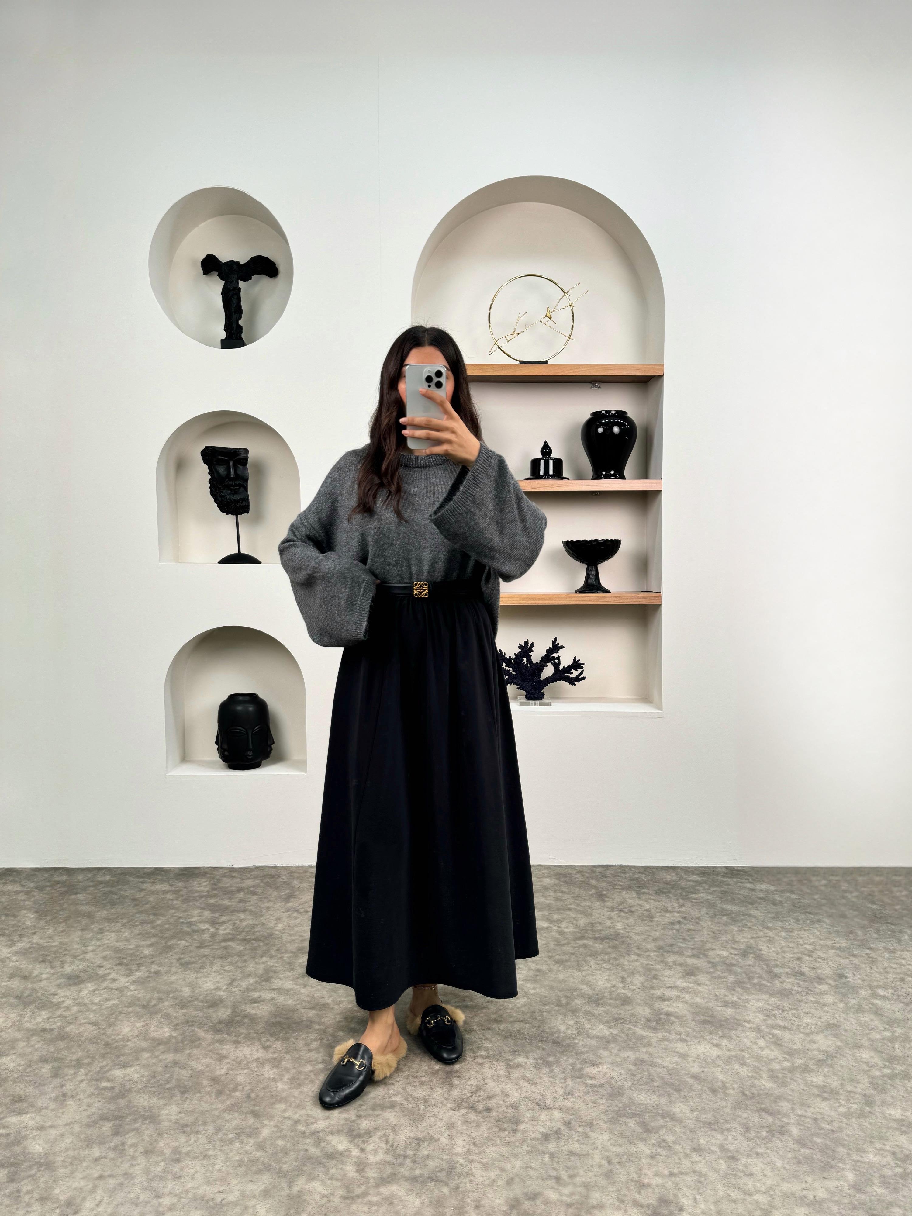 Sassa Siyah Beli Lastikli Kalın Cepli Tensel EtekGausETEKGU008990