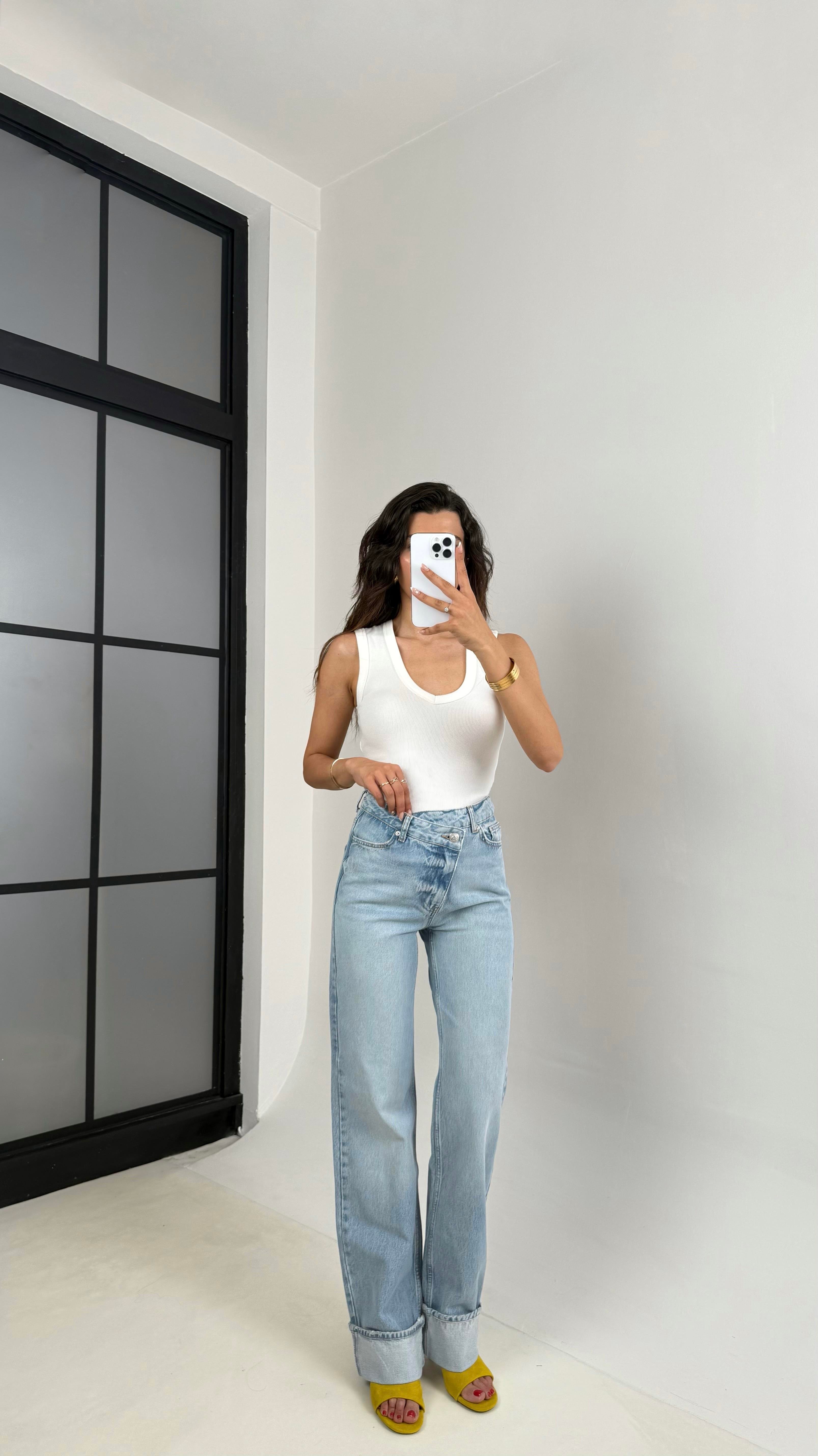 Açık Mavi Paça Katlamalı ZR Muadil Straight Jean Gaus00636GausDENİM PANTOLONGU1002483
