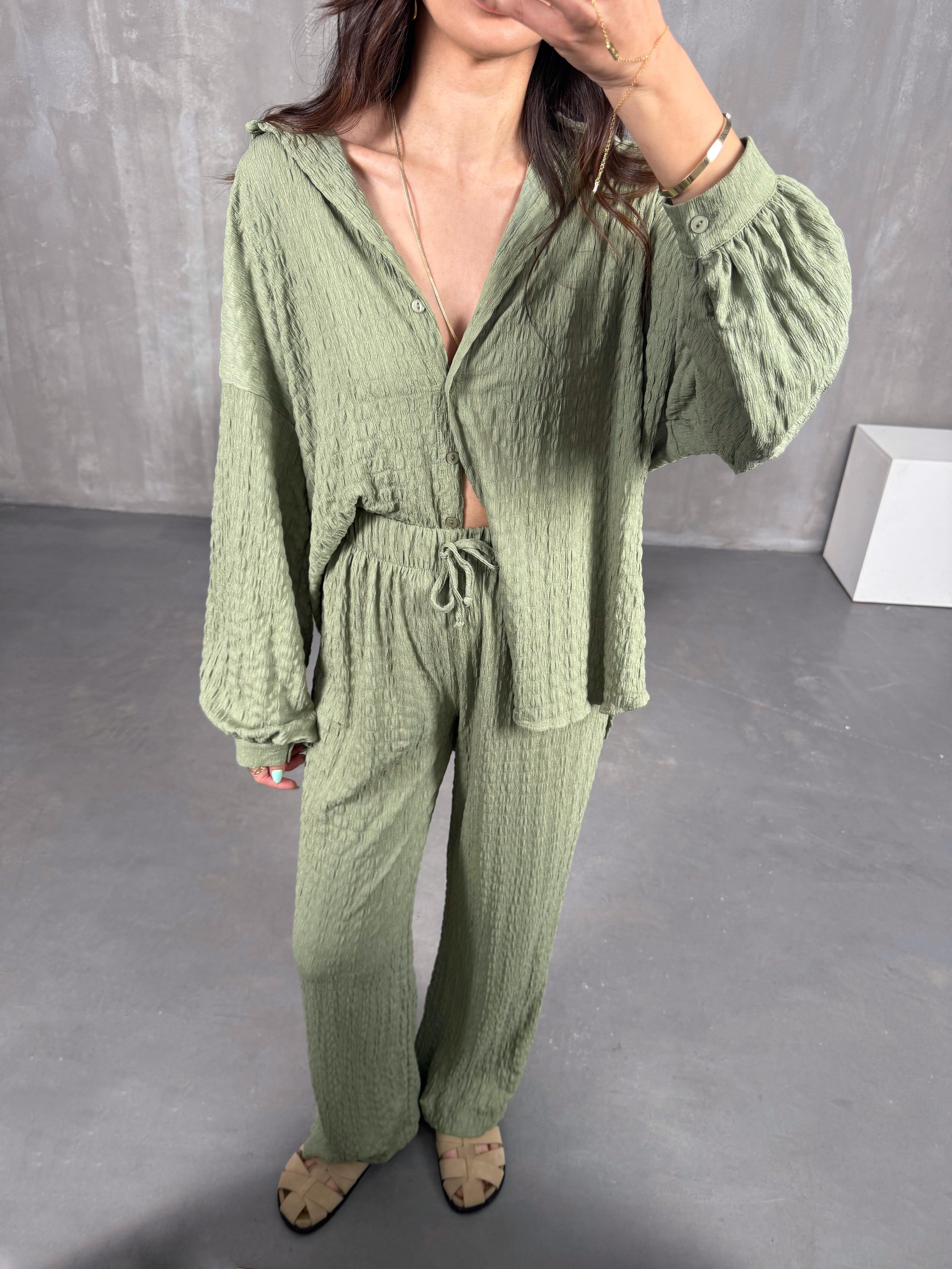 Haki Gömlek Pantolon Bürümcük Takım Gaus00232GausTAKIMGU1001533