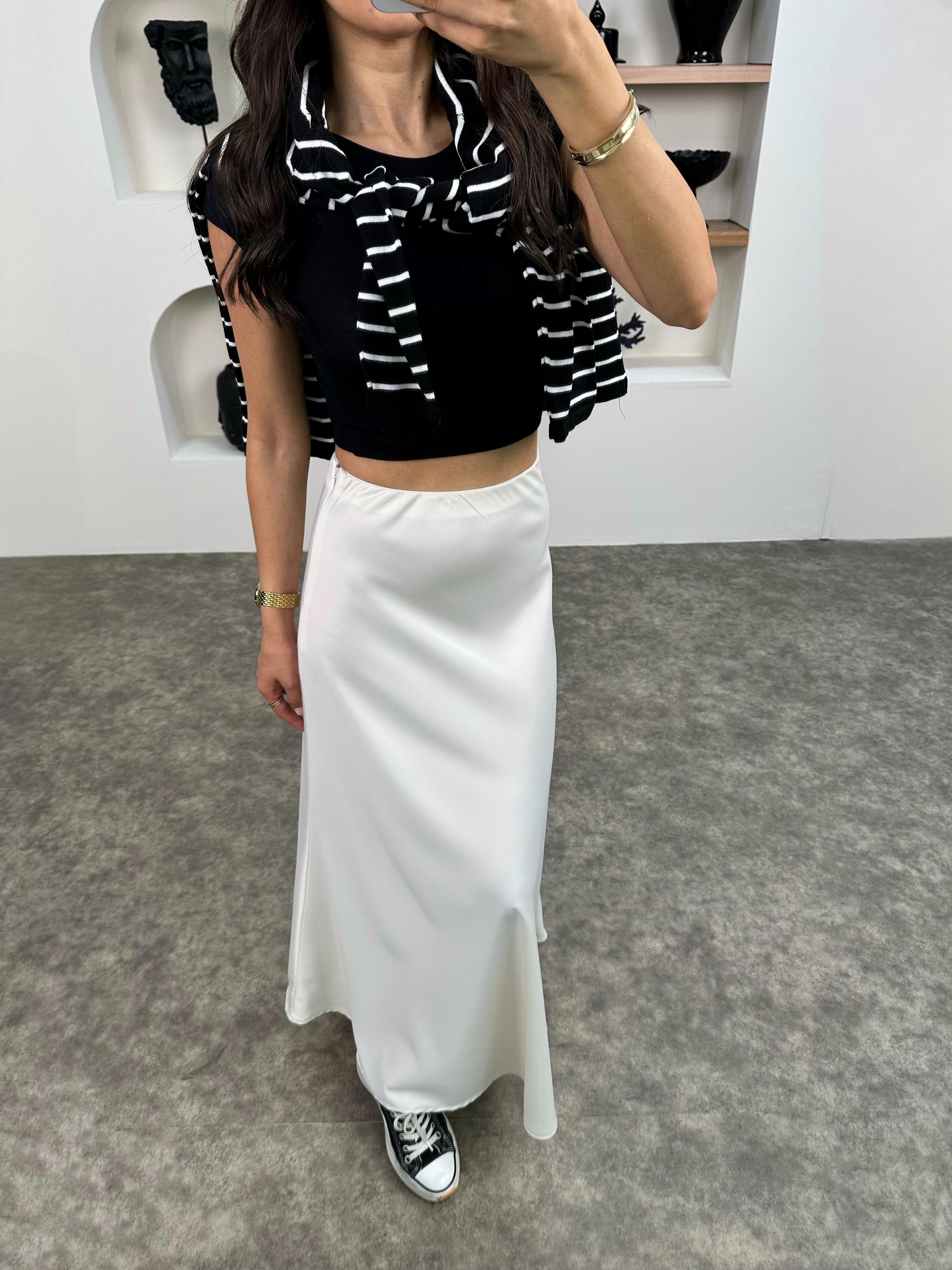 Oliv Beyaz Maxi Saten EtekGausETEKGU008934