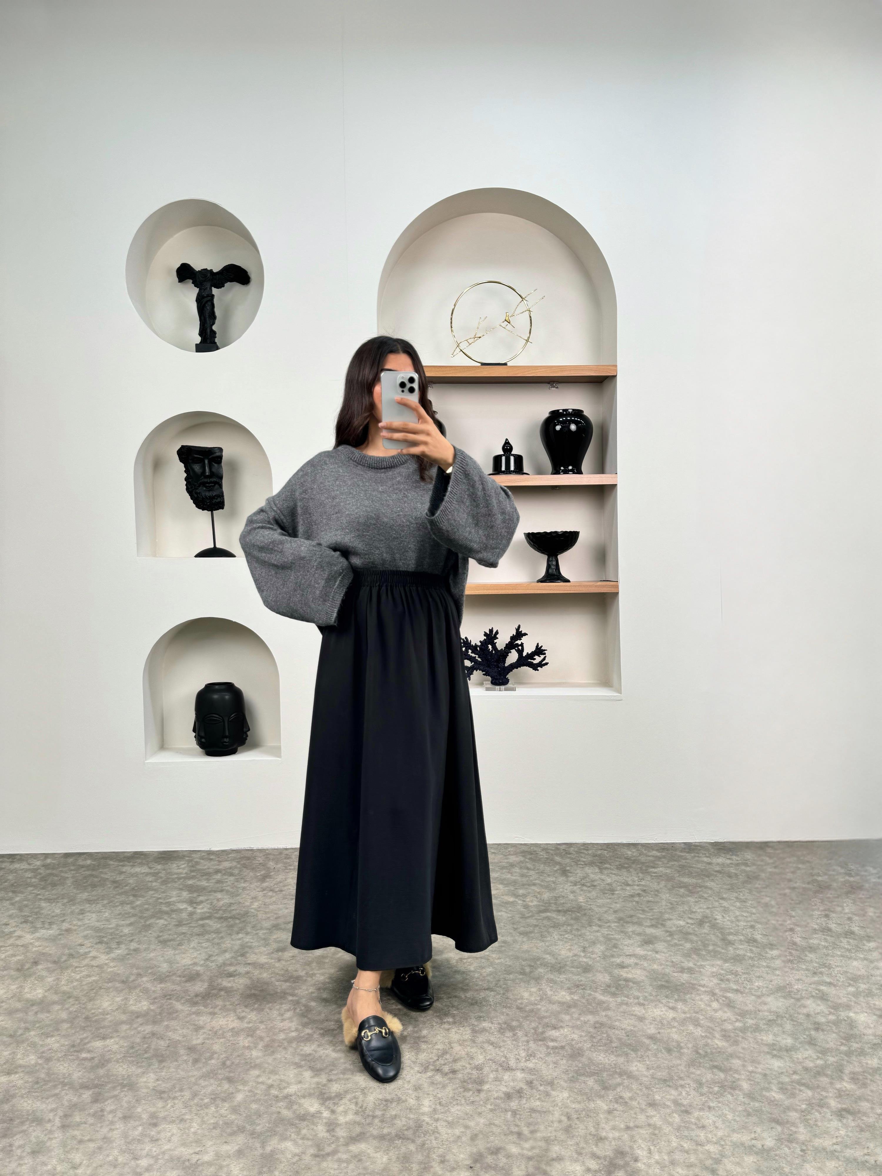 Sassa Siyah Beli Lastikli Kalın Cepli Tensel EtekGausETEKGU008990